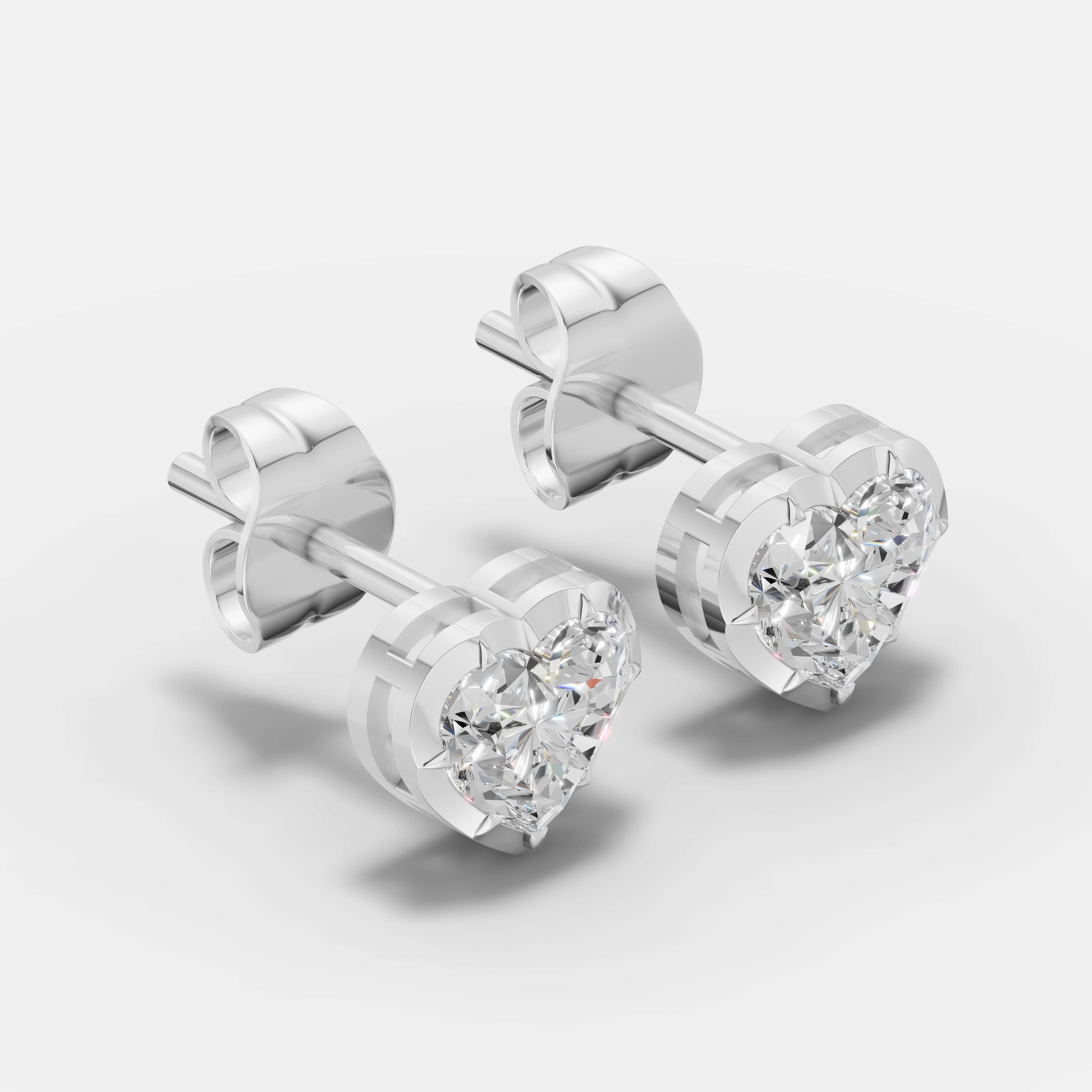 Classic Heart Diamond Studs - 2