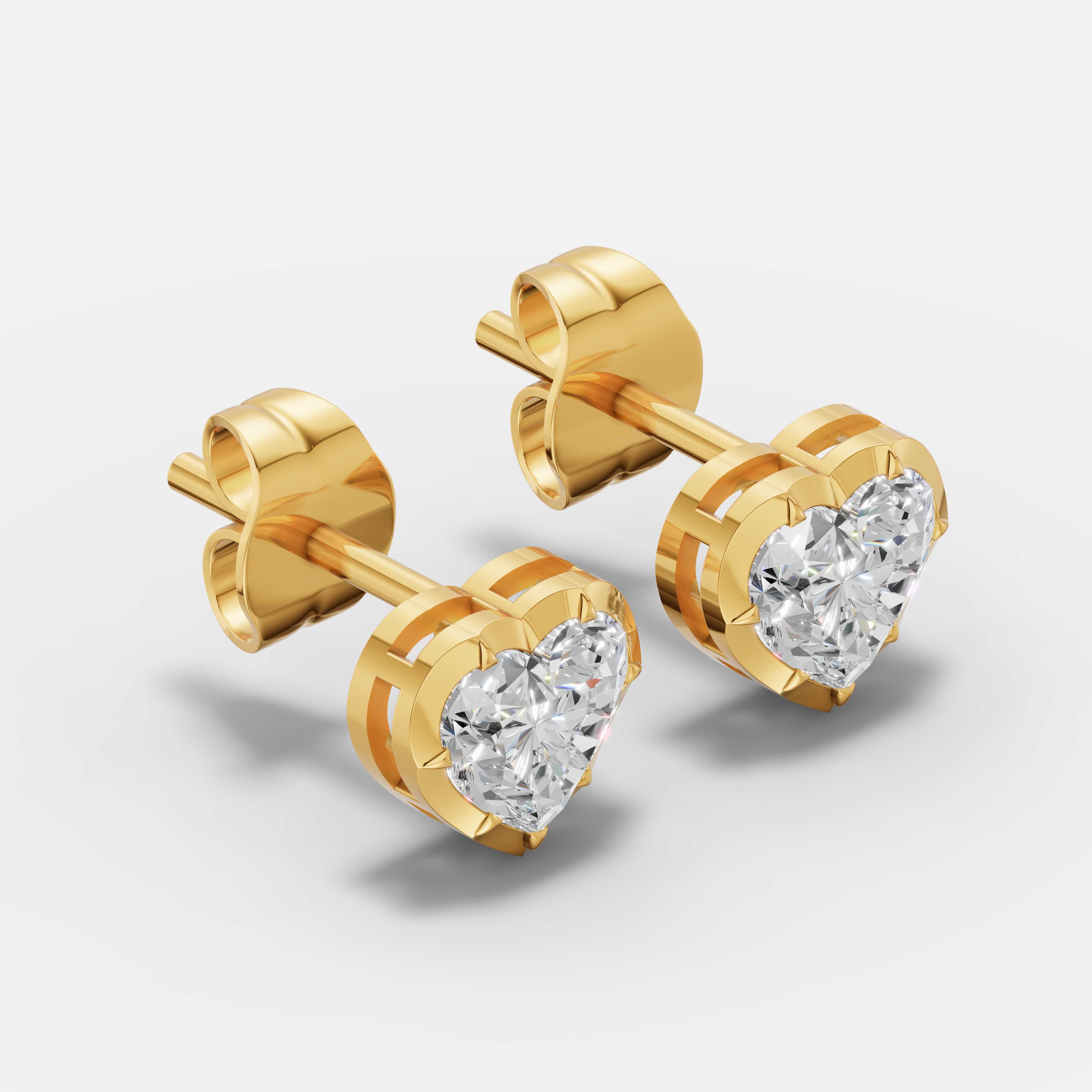 Classic Heart Diamond Studs - 2