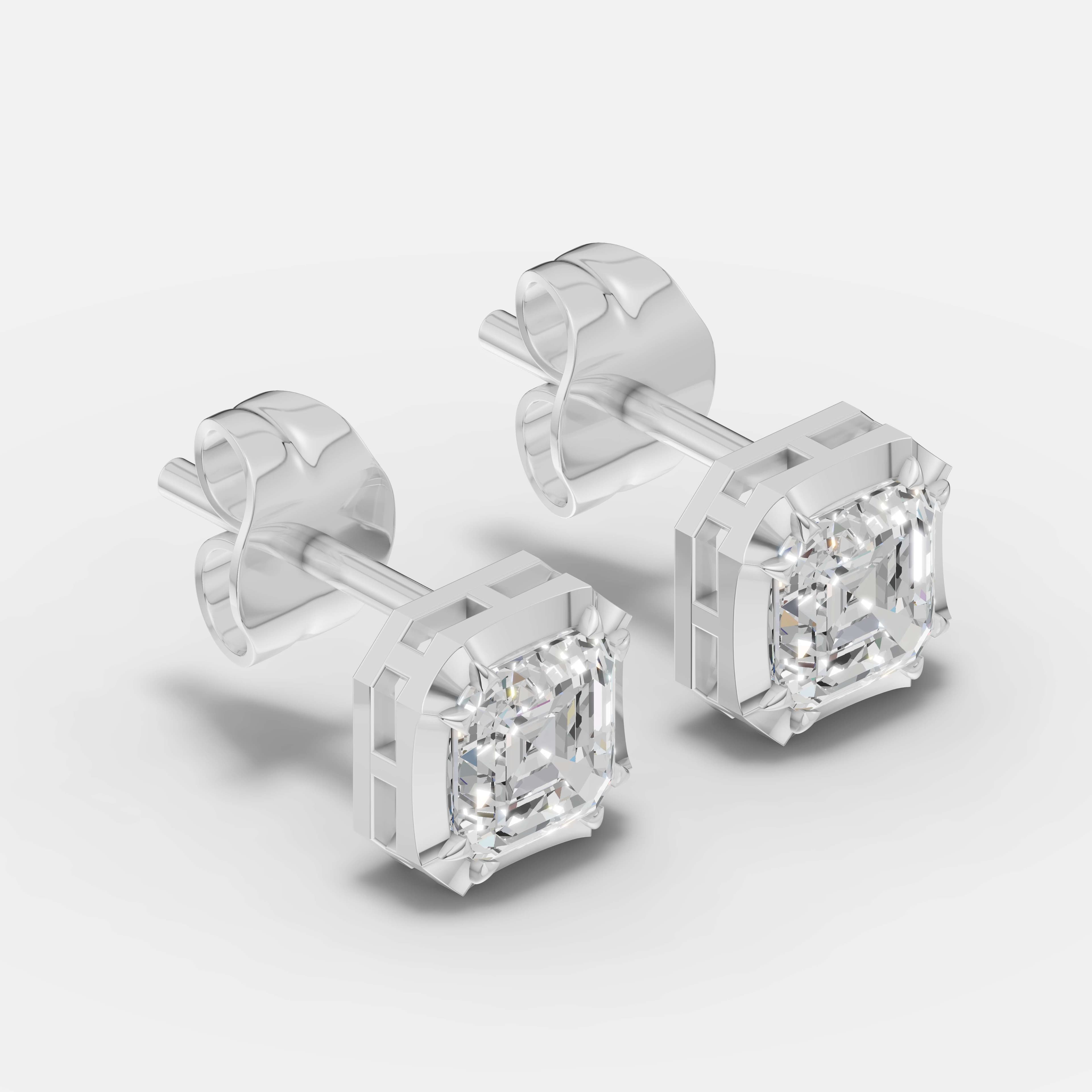 Classic Asscher Diamond Studs - 2