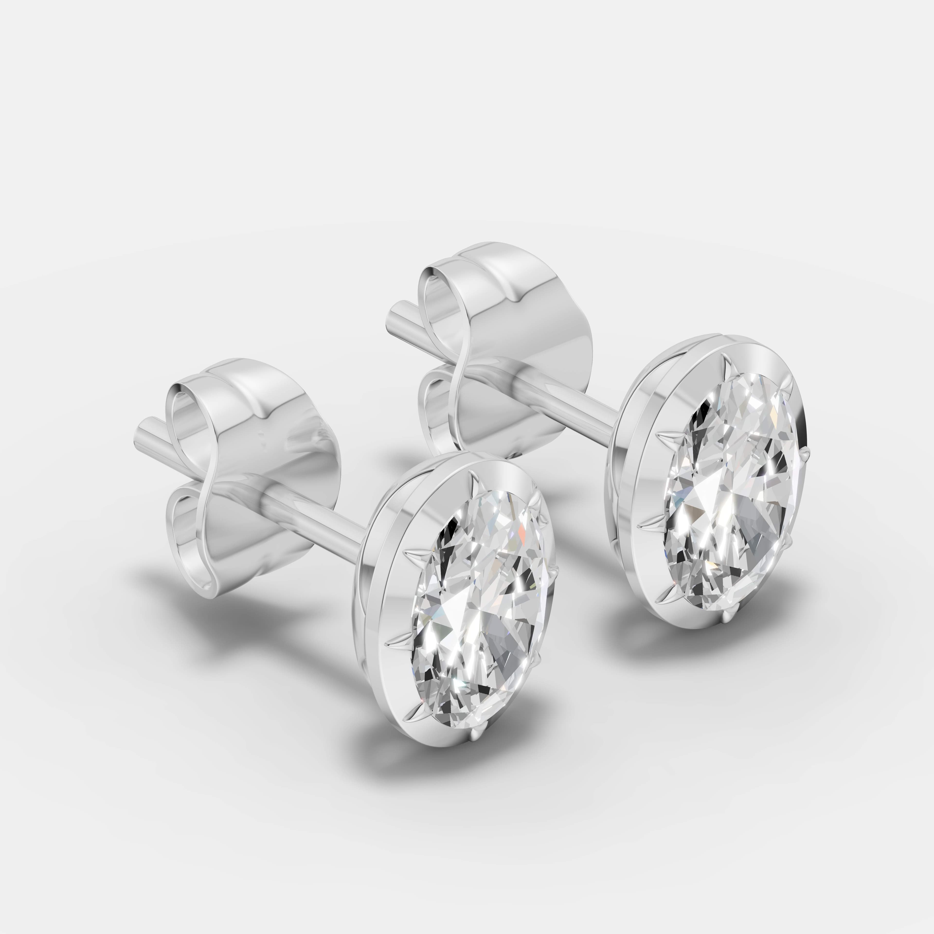 Classic Oval Diamond Studs - 2