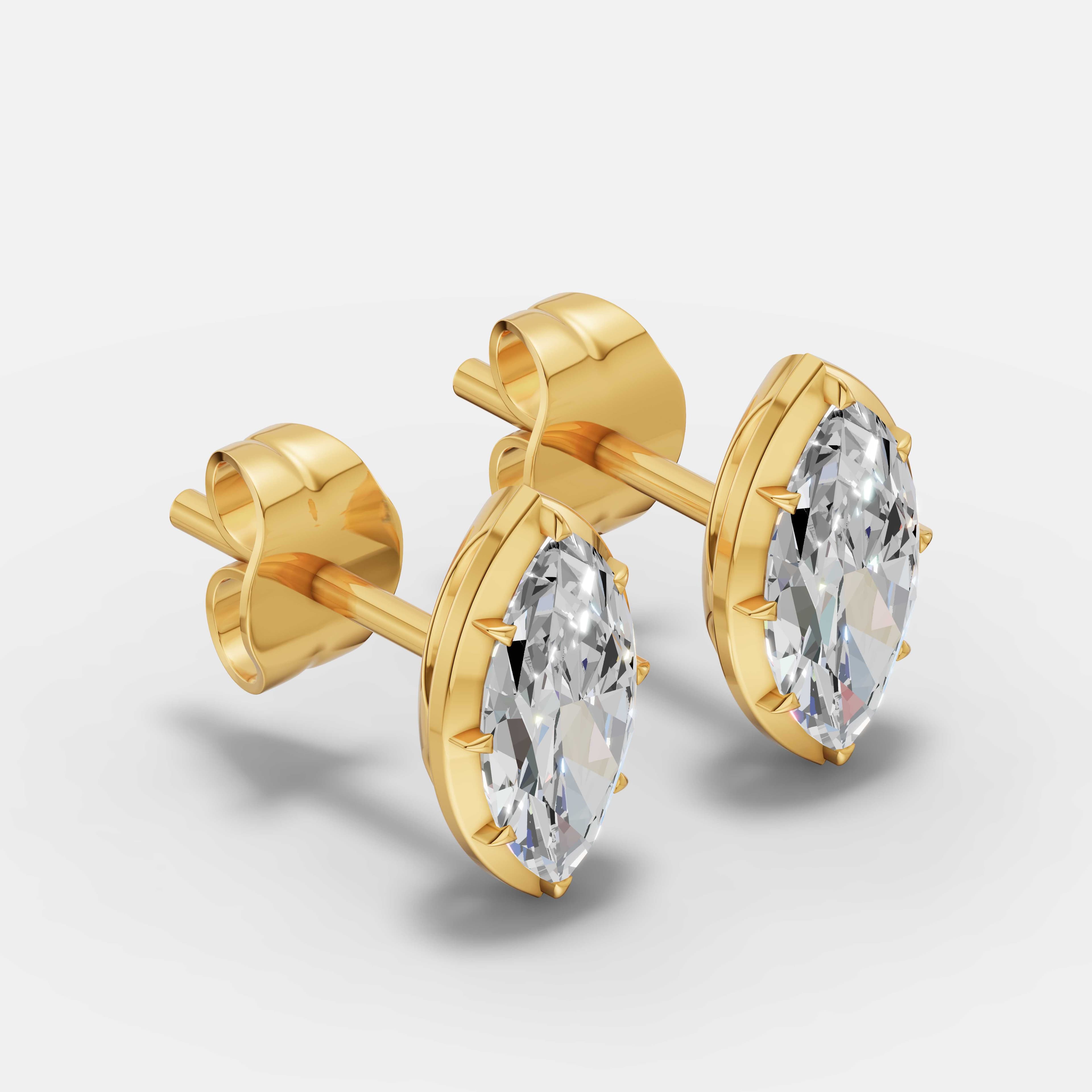 Classic Marquise Diamond Studs - 2