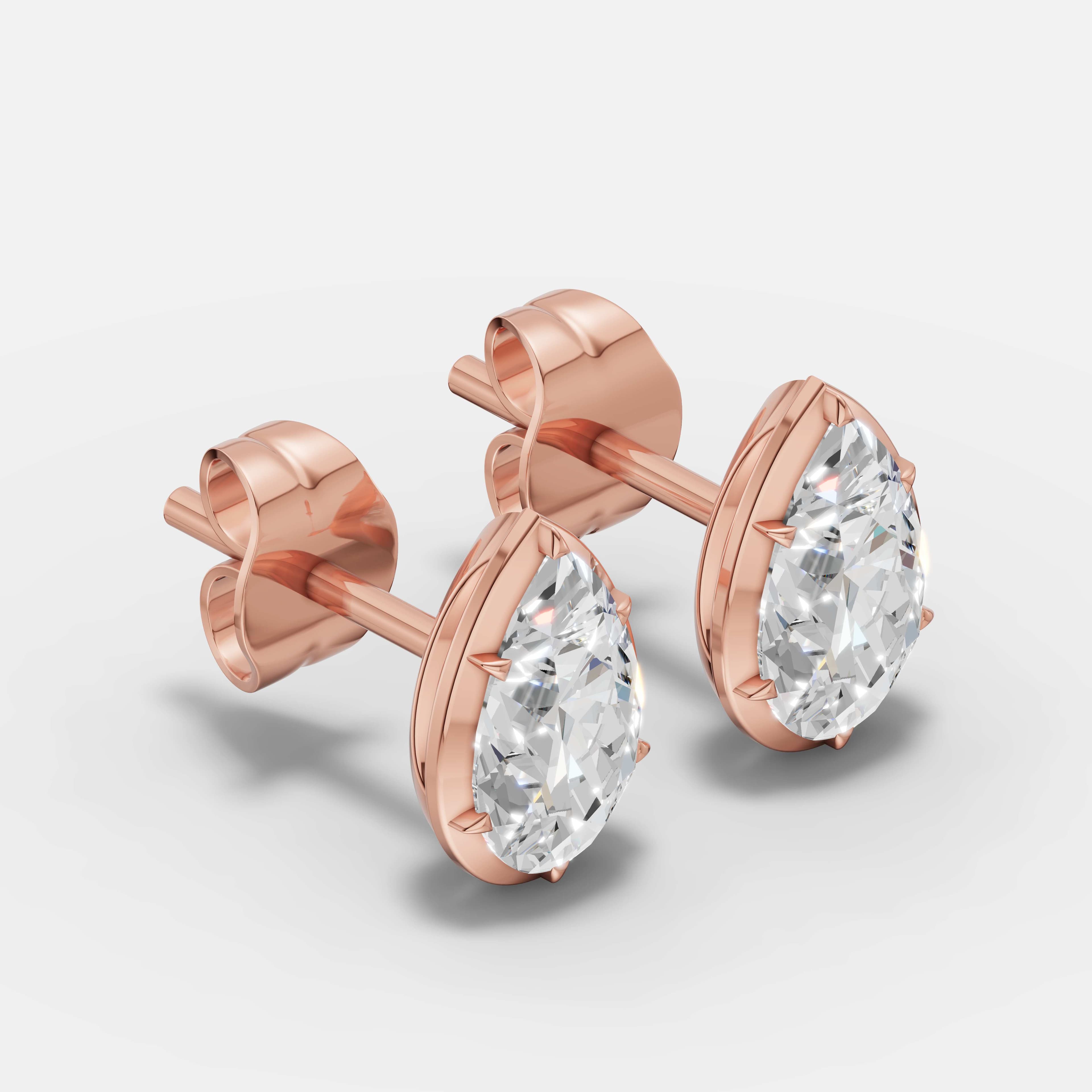 Classic Pear Diamond Studs - 2
