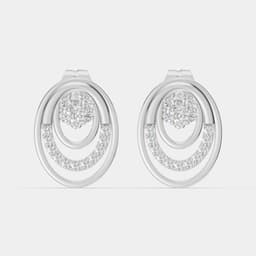 Oval Bloom Diamond Studs - View 1