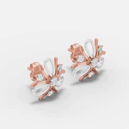 Two-Tone Floral Diamond Studs - View 2