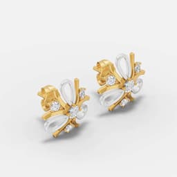 Two-Tone Floral Diamond Studs - View 2