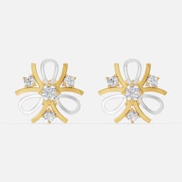 Two-Tone Floral Diamond Studs - View 1