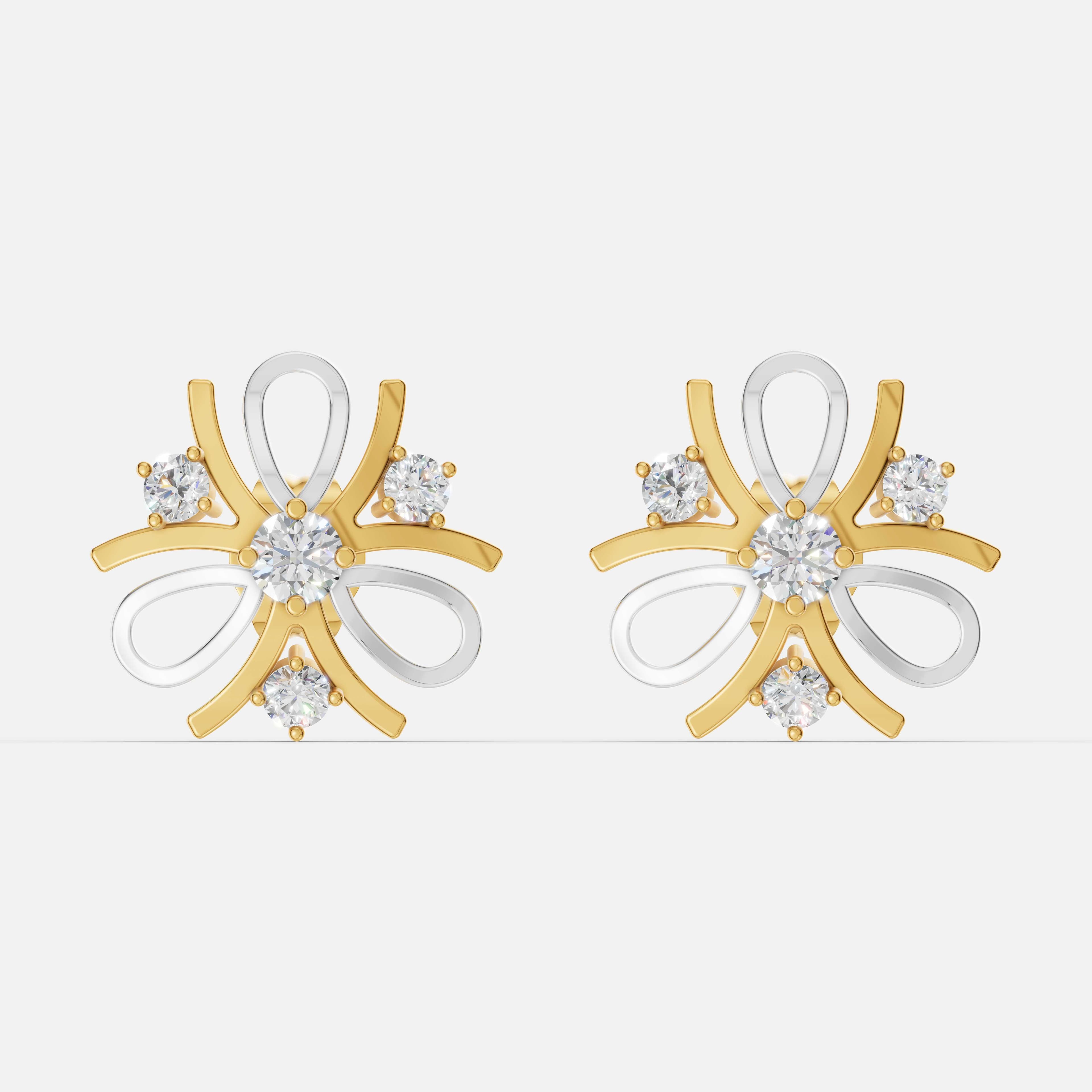 Two-Tone Floral Diamond Studs