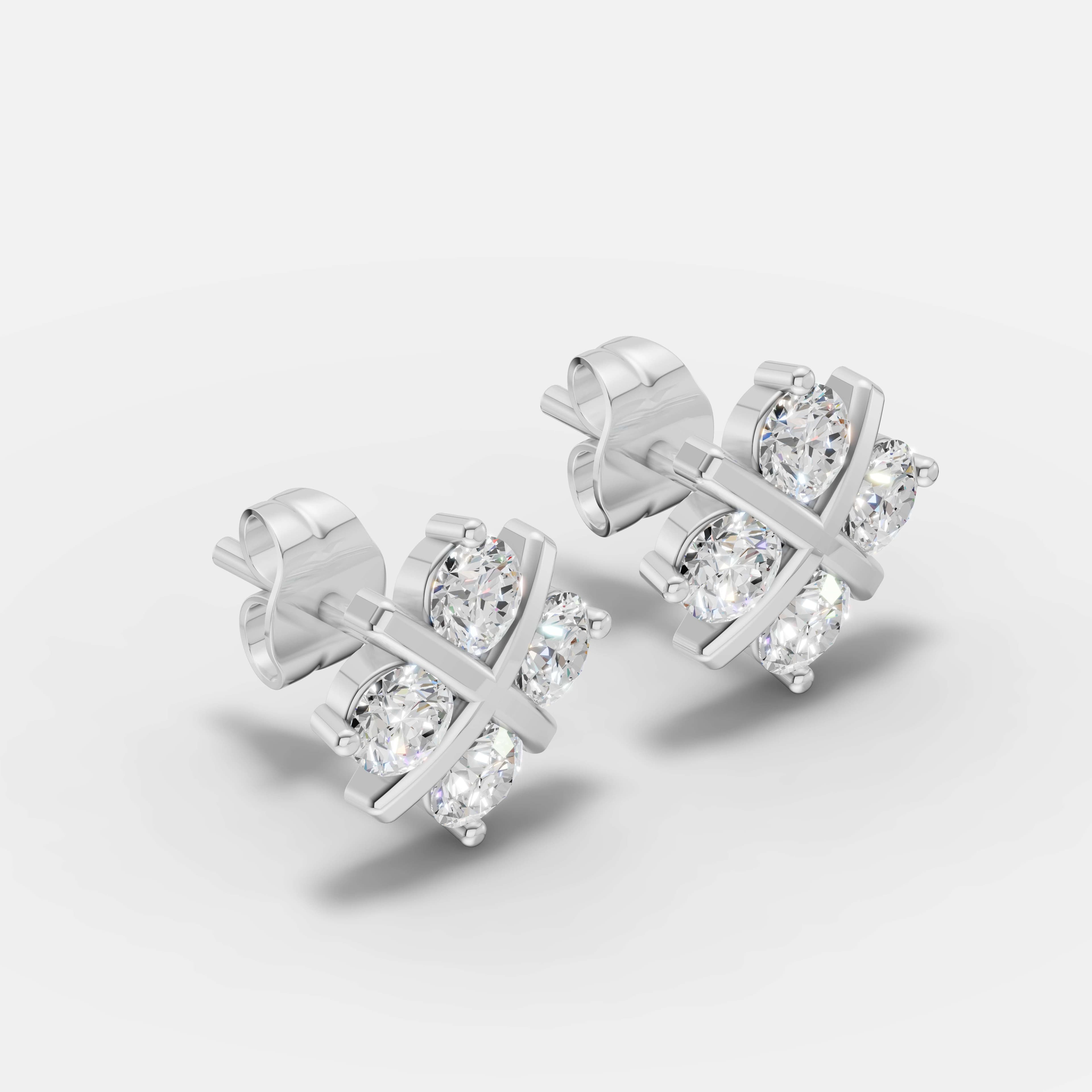 Stellar Cross Diamond Studs - 2