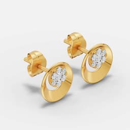 Circle Dot Diamond Studs - View 2