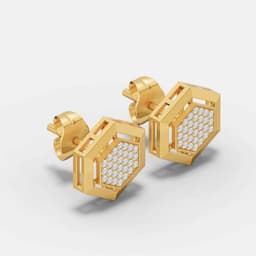 Radiant Hexagon Diamond Studs - View 2