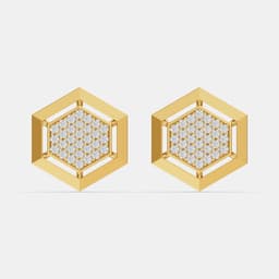 Radiant Hexagon Diamond Studs - View 1