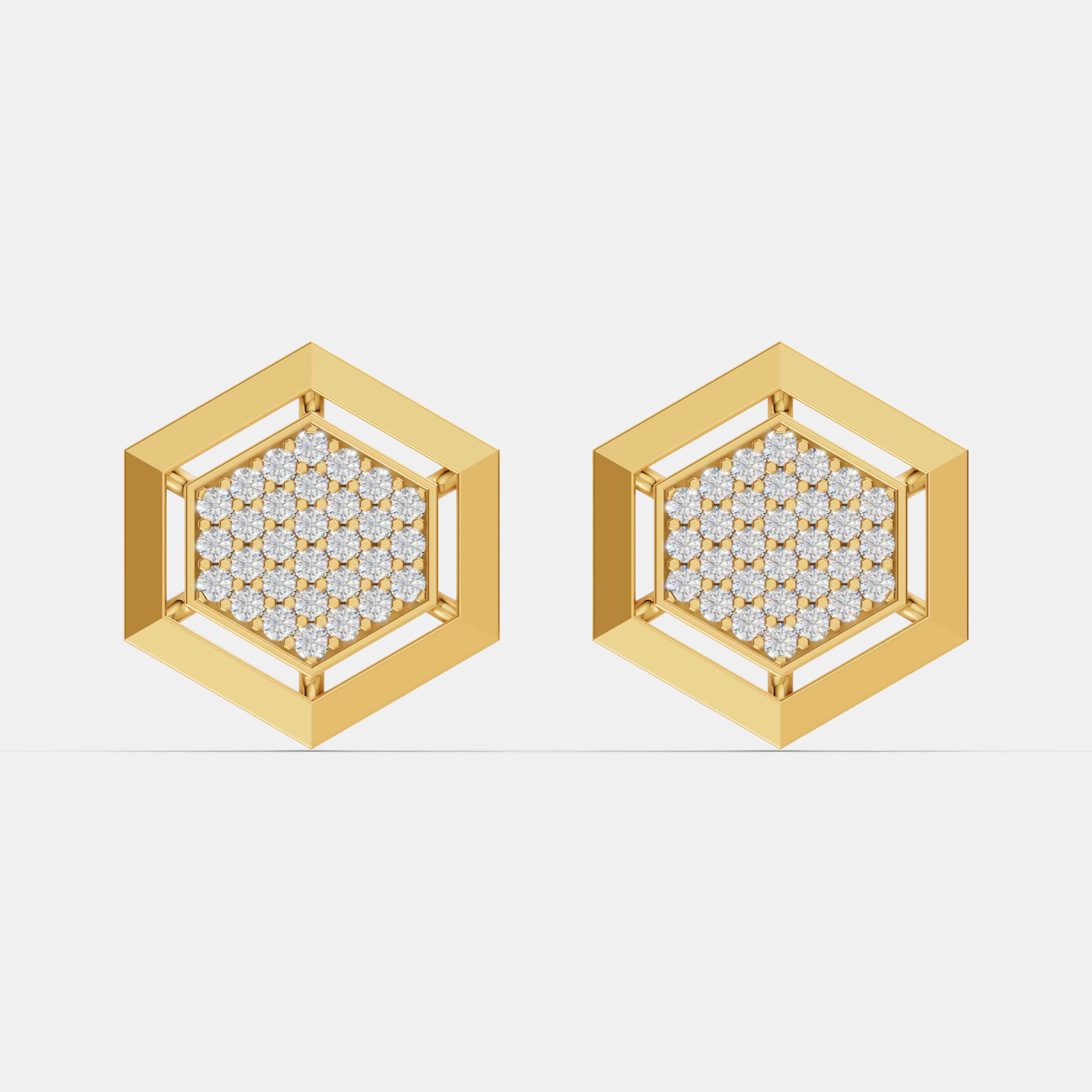 Radiant Hexagon Diamond Studs