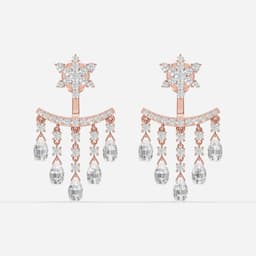 Floral Diamond Drop Chandelier Earrings - View 1
