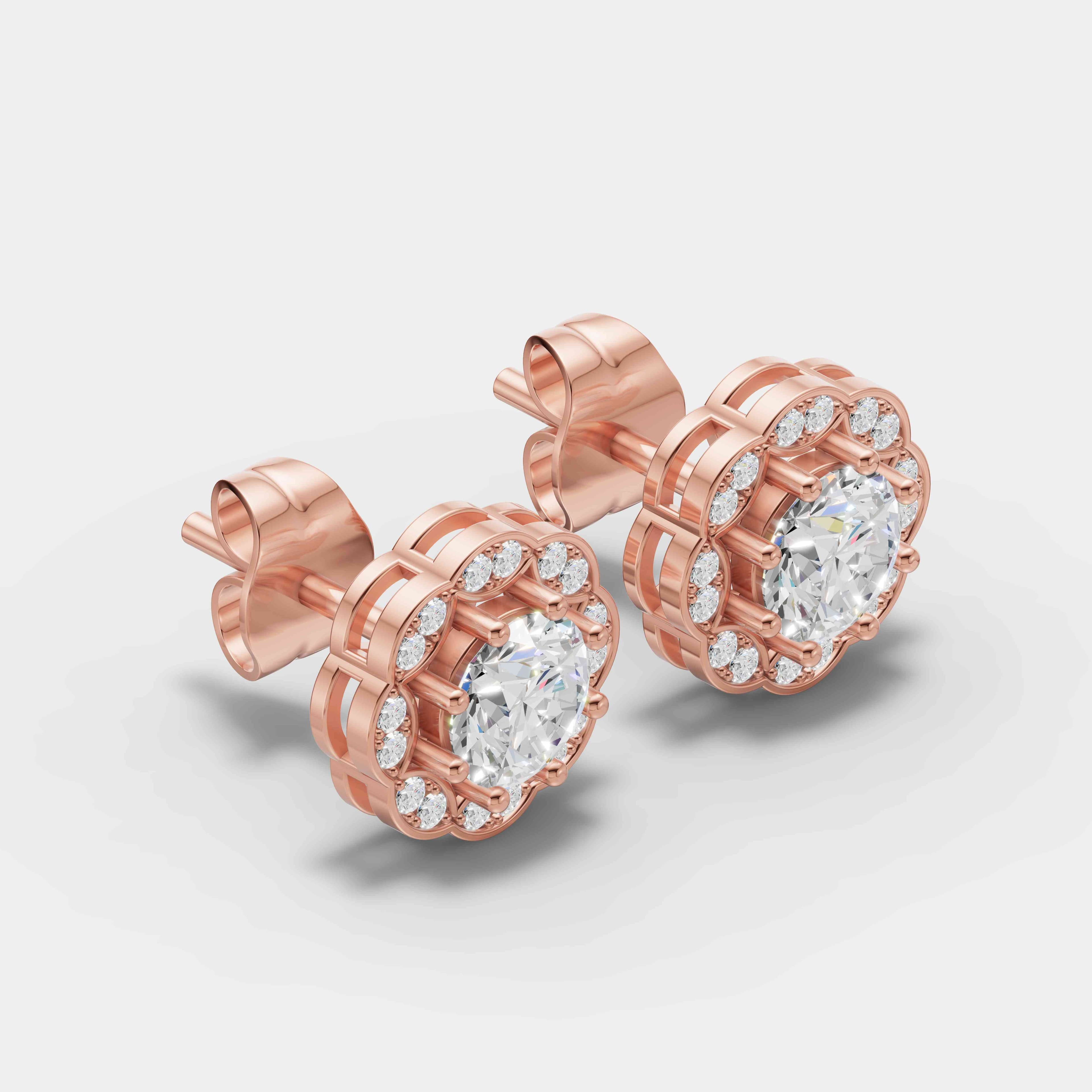 Vintage Floral Diamond Studs - 2