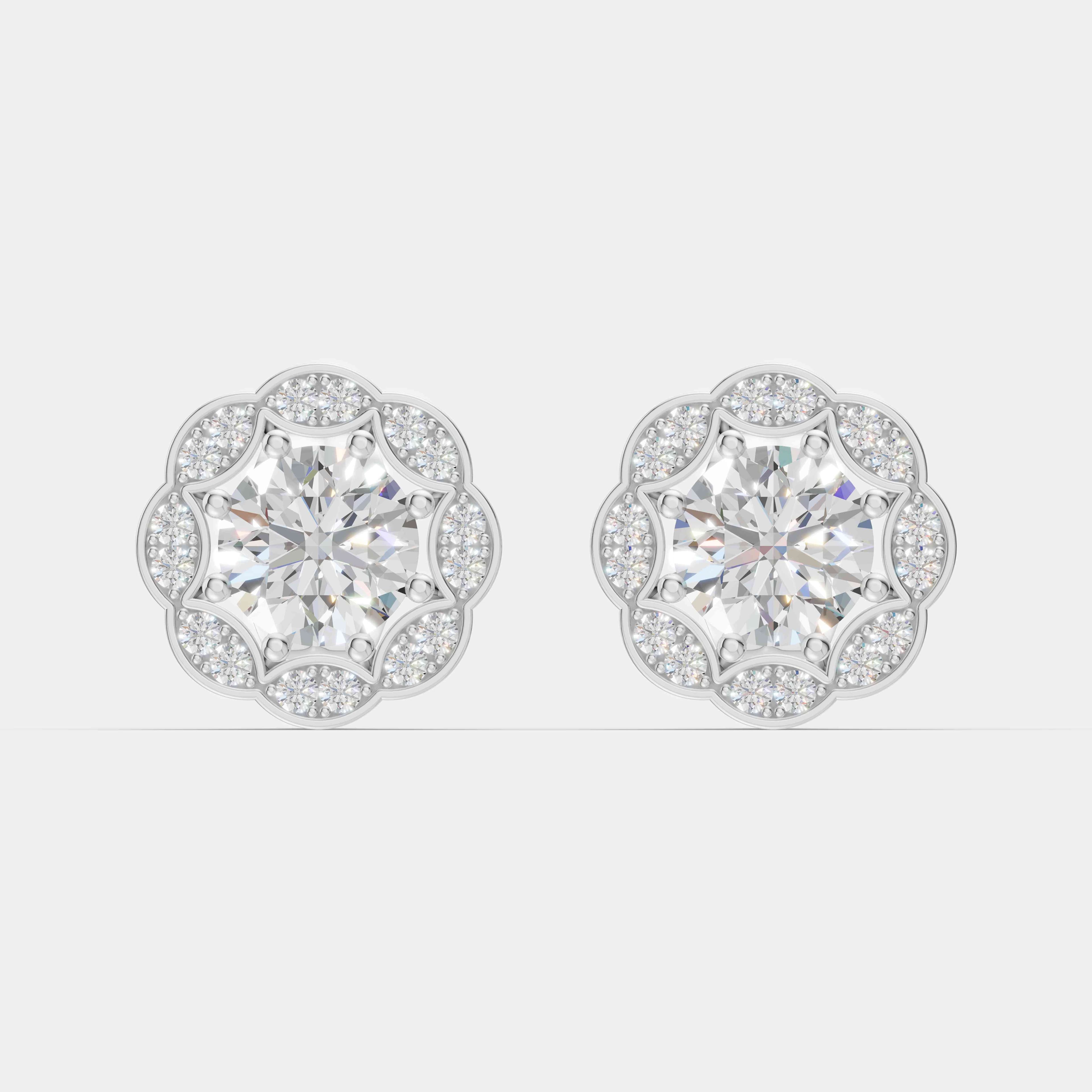 Vintage Floral Diamond Studs - 1