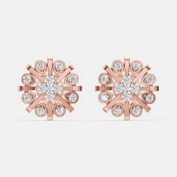 Grand Floral Diamond Studs - View 1