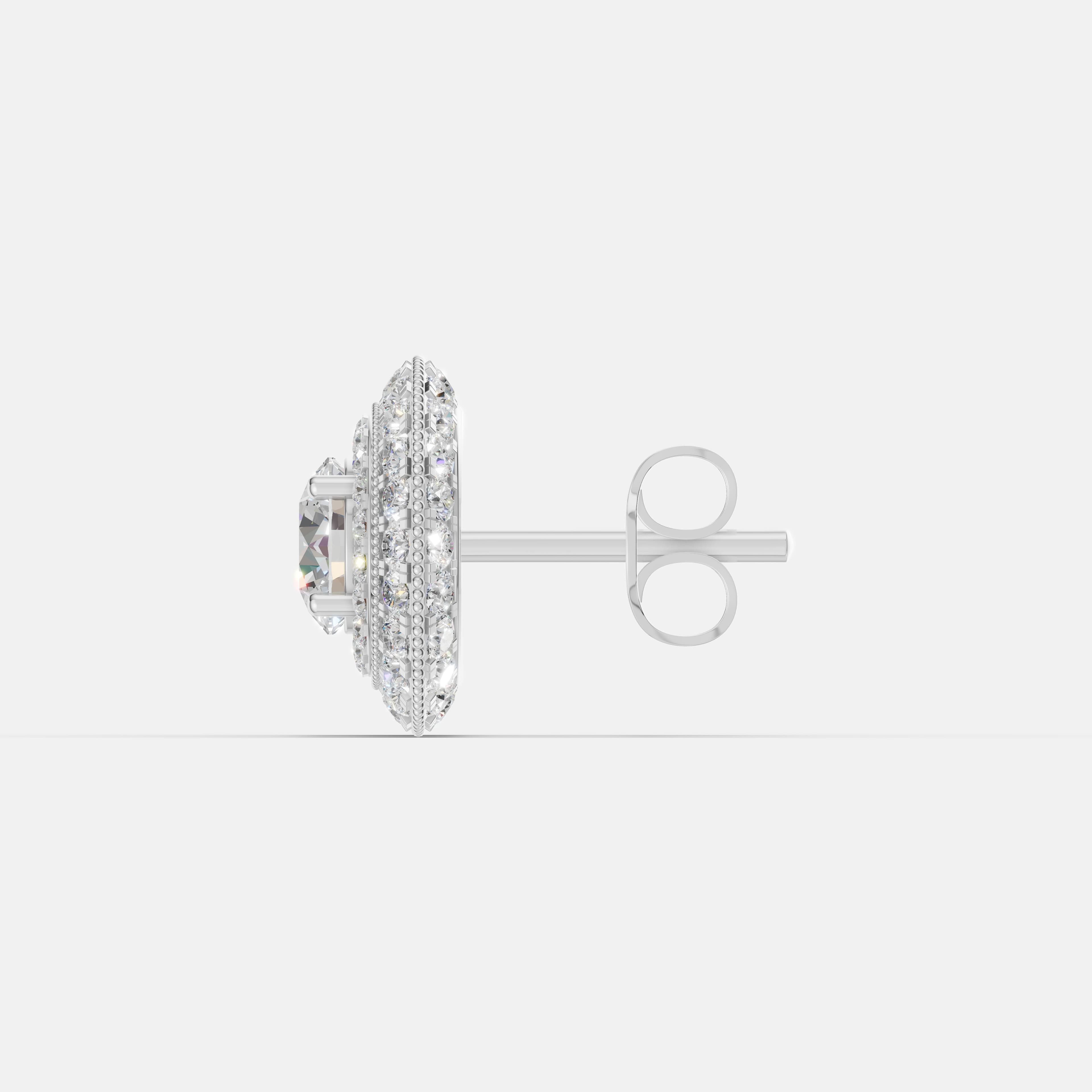 Detachable Double Halo Diamond Stud Earrings - 4