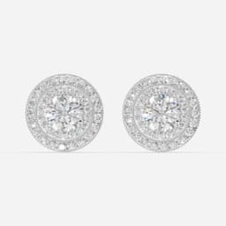 Detachable Double Halo Diamond Stud Earrings - View 1
