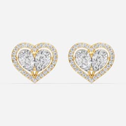 Crimson Heart Diamond Studs - View 1