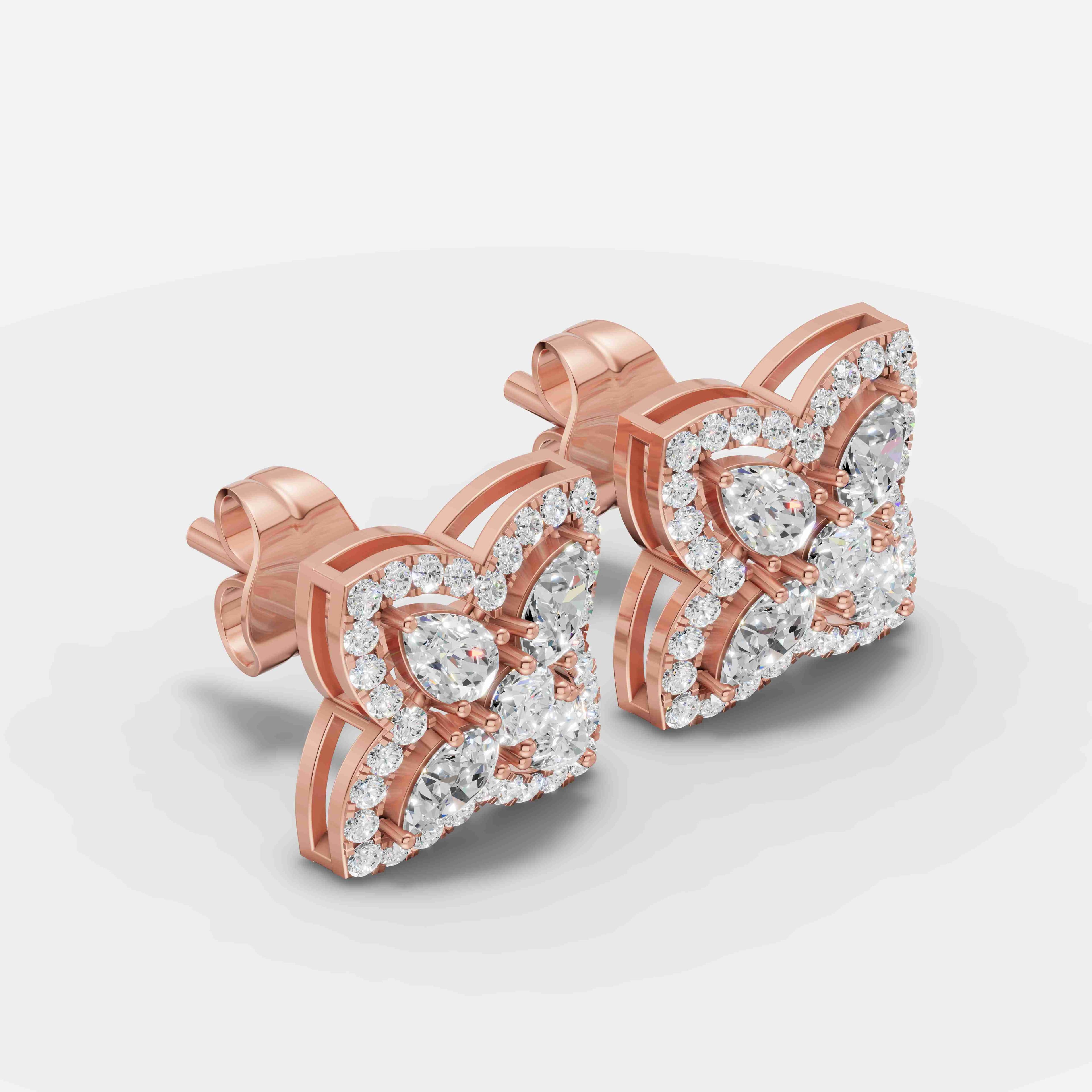 Floral Diamond Earrings - 2