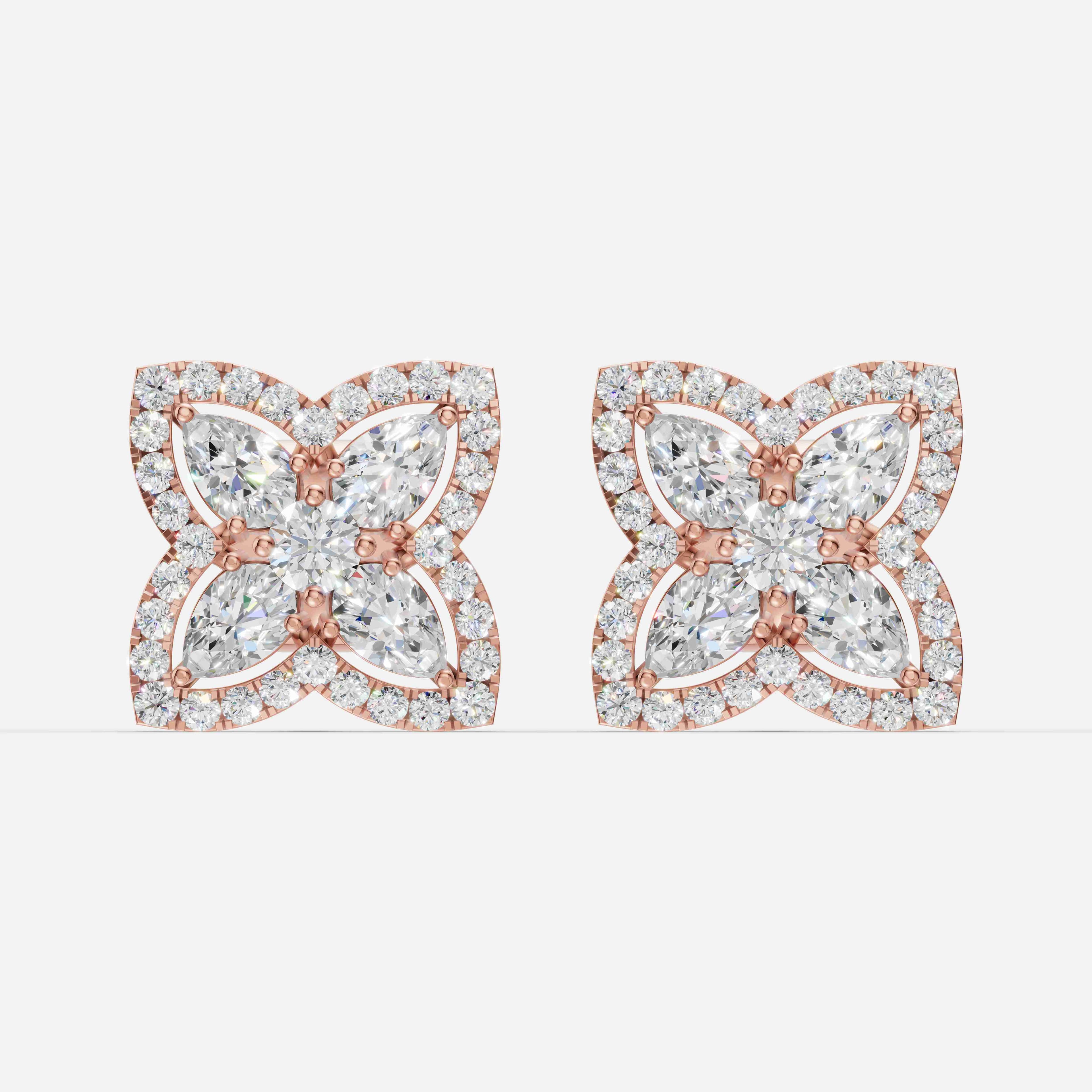Floral Diamond Earrings - 1