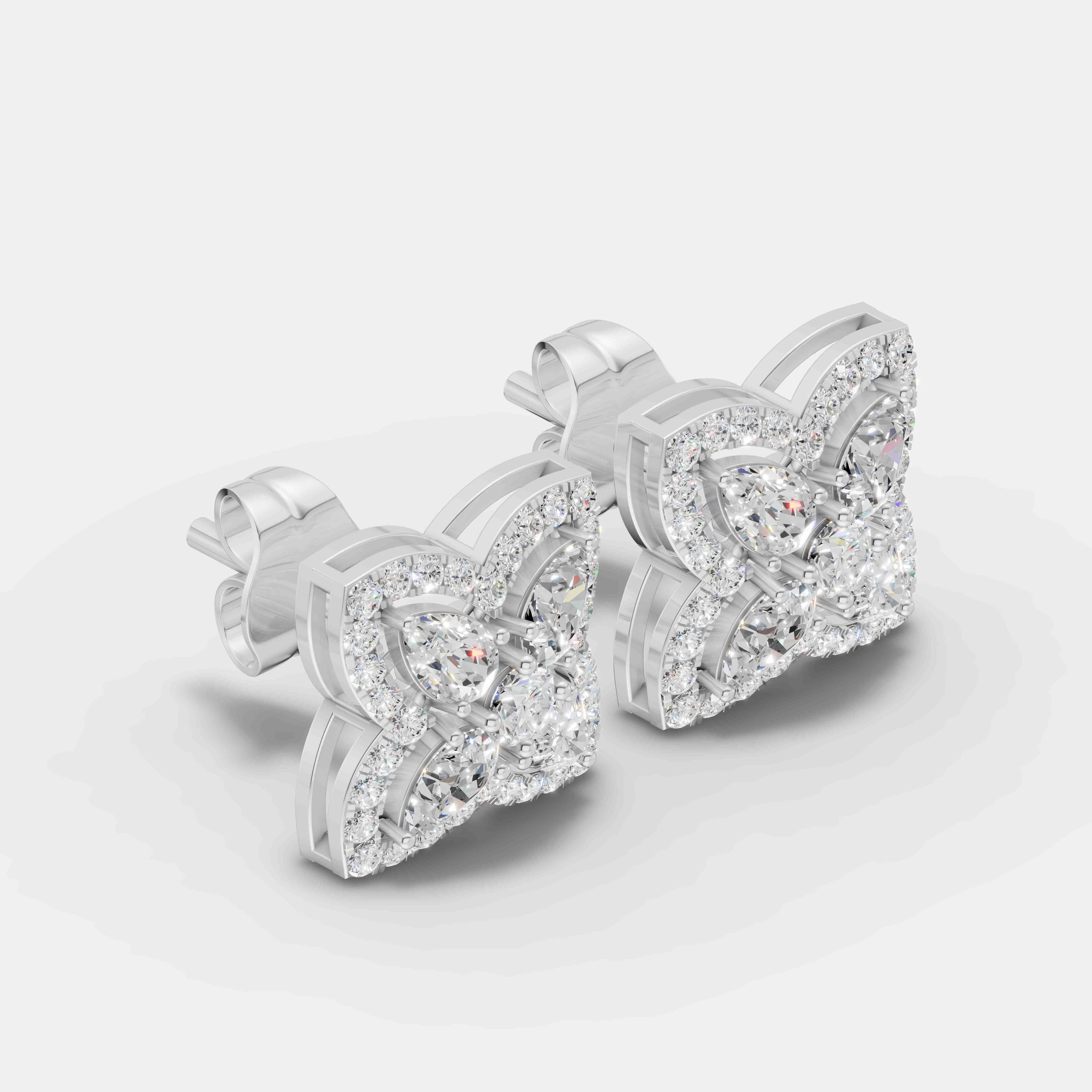 Floral Diamond Earrings - 2