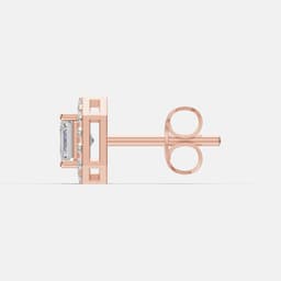 Square Solitaire Halo Diamond Studs - View 4