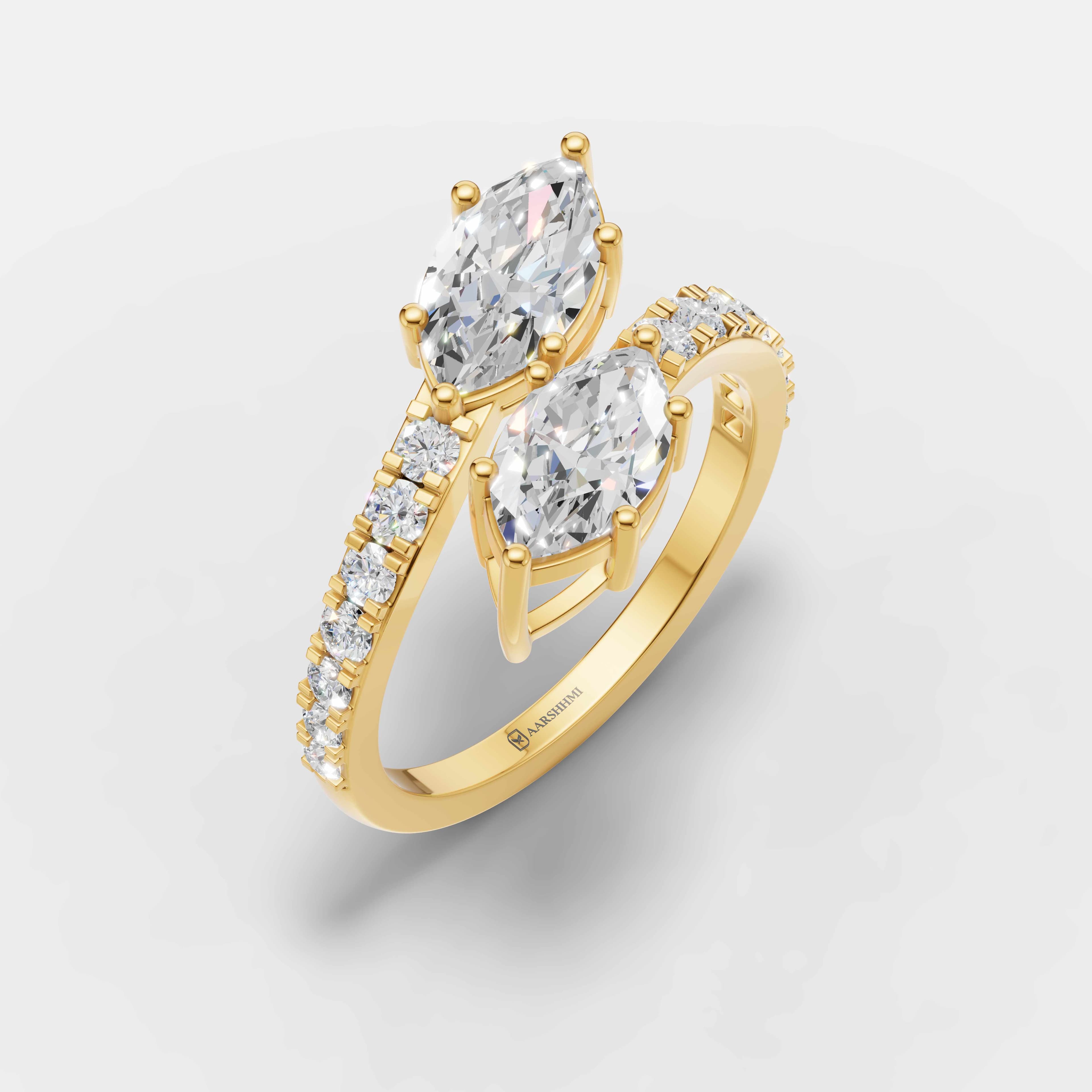 Twin Leaf Diamond Ring