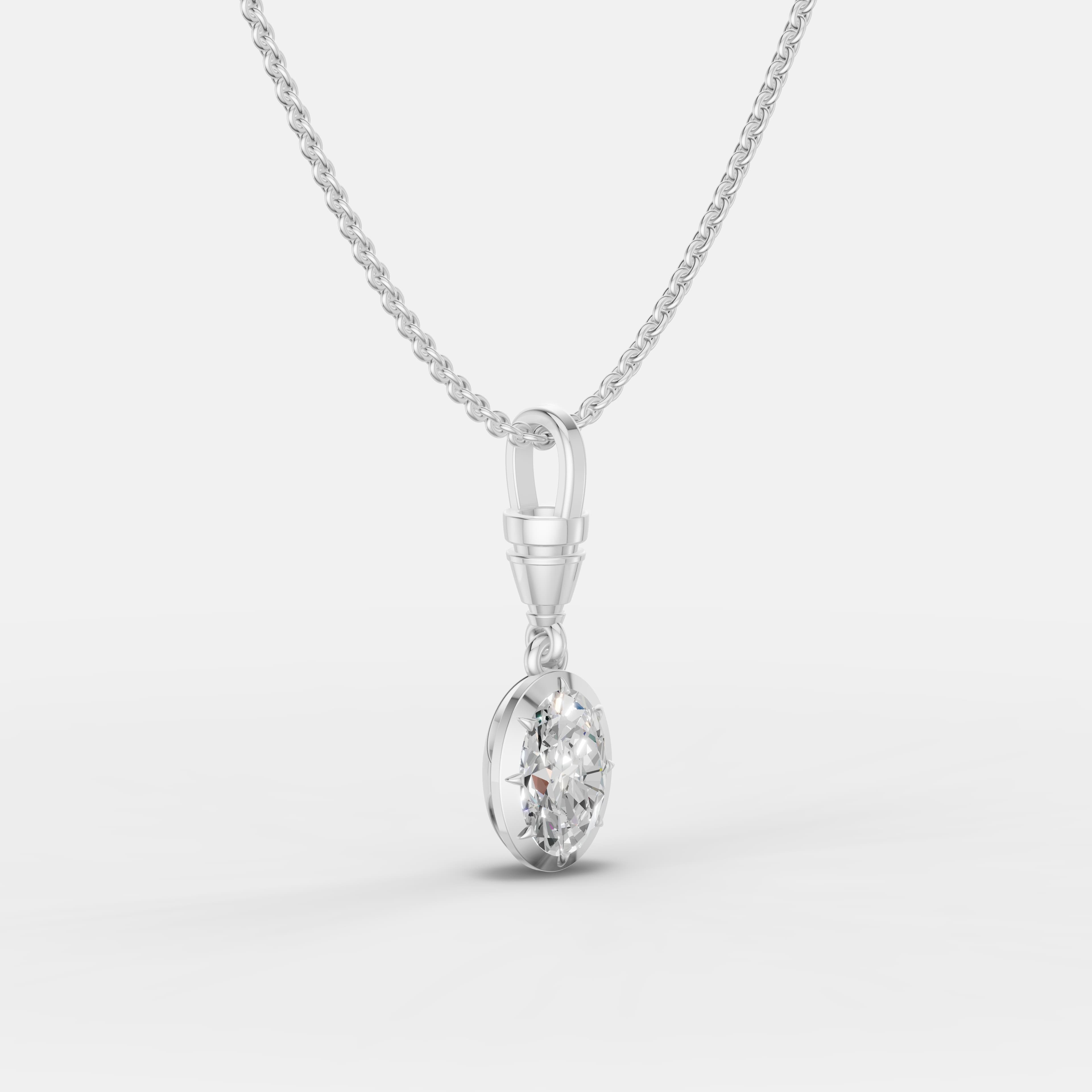 Classic Oval Diamond Pendant - 2