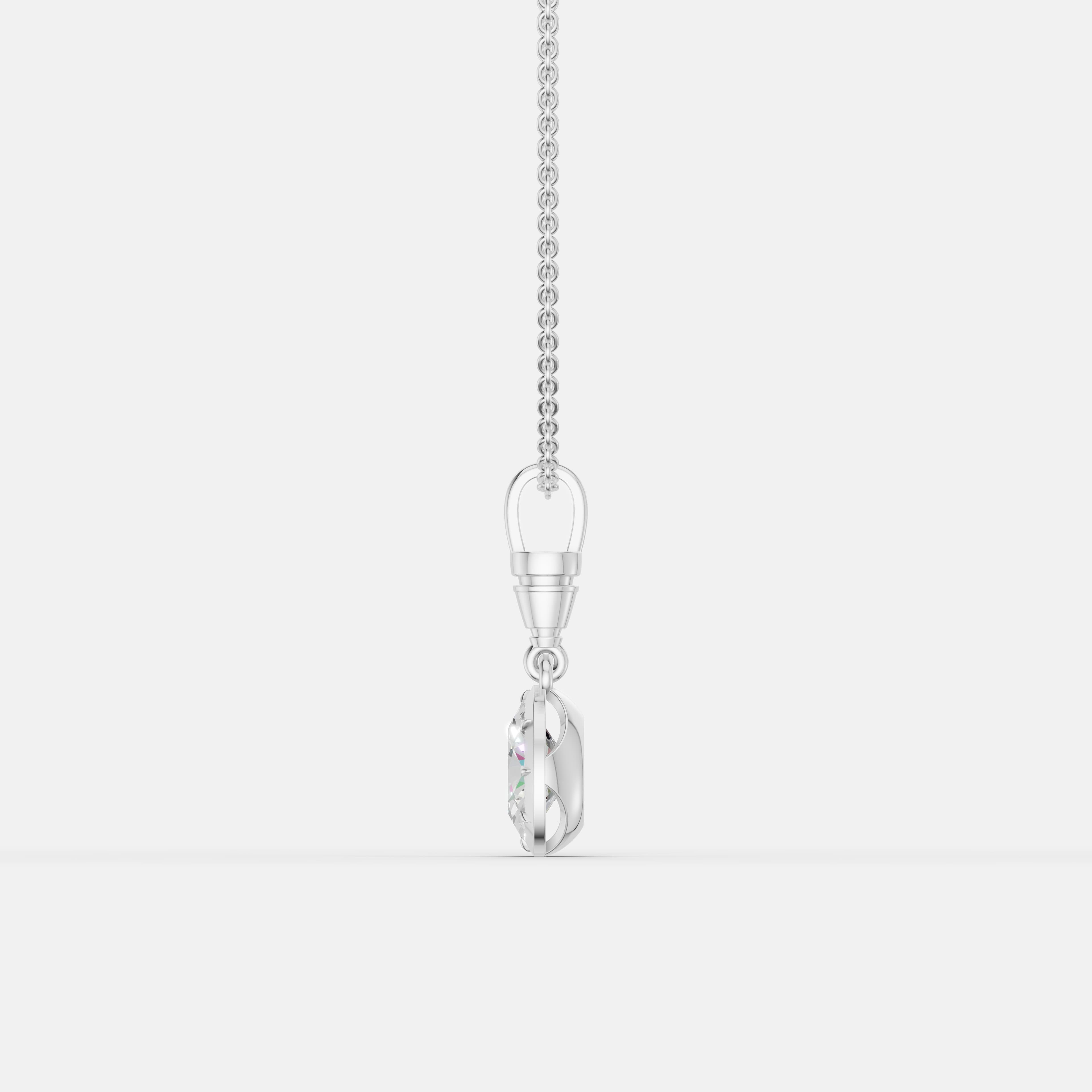 Classic Oval Diamond Pendant - 4
