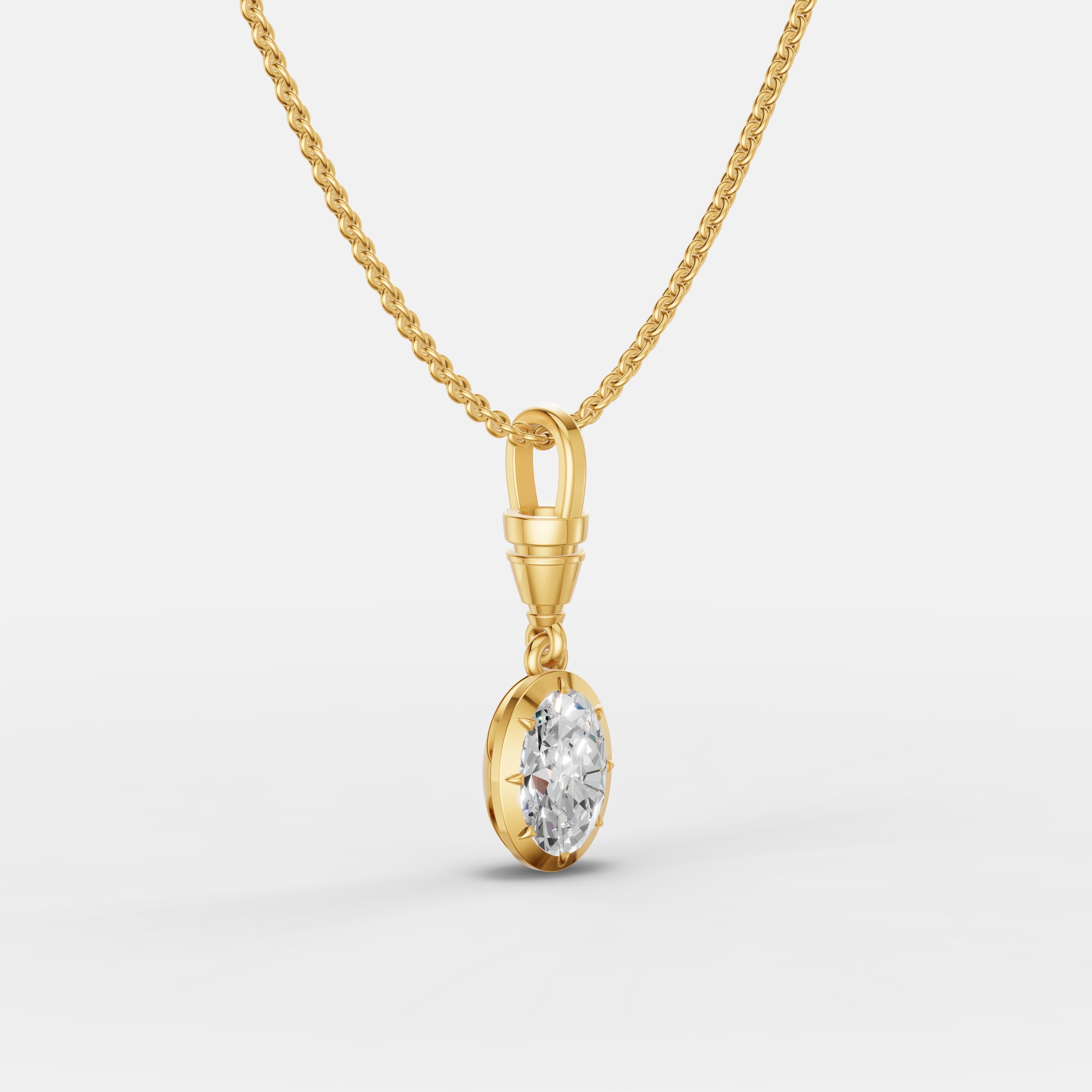 Classic Oval Diamond Pendant - 2