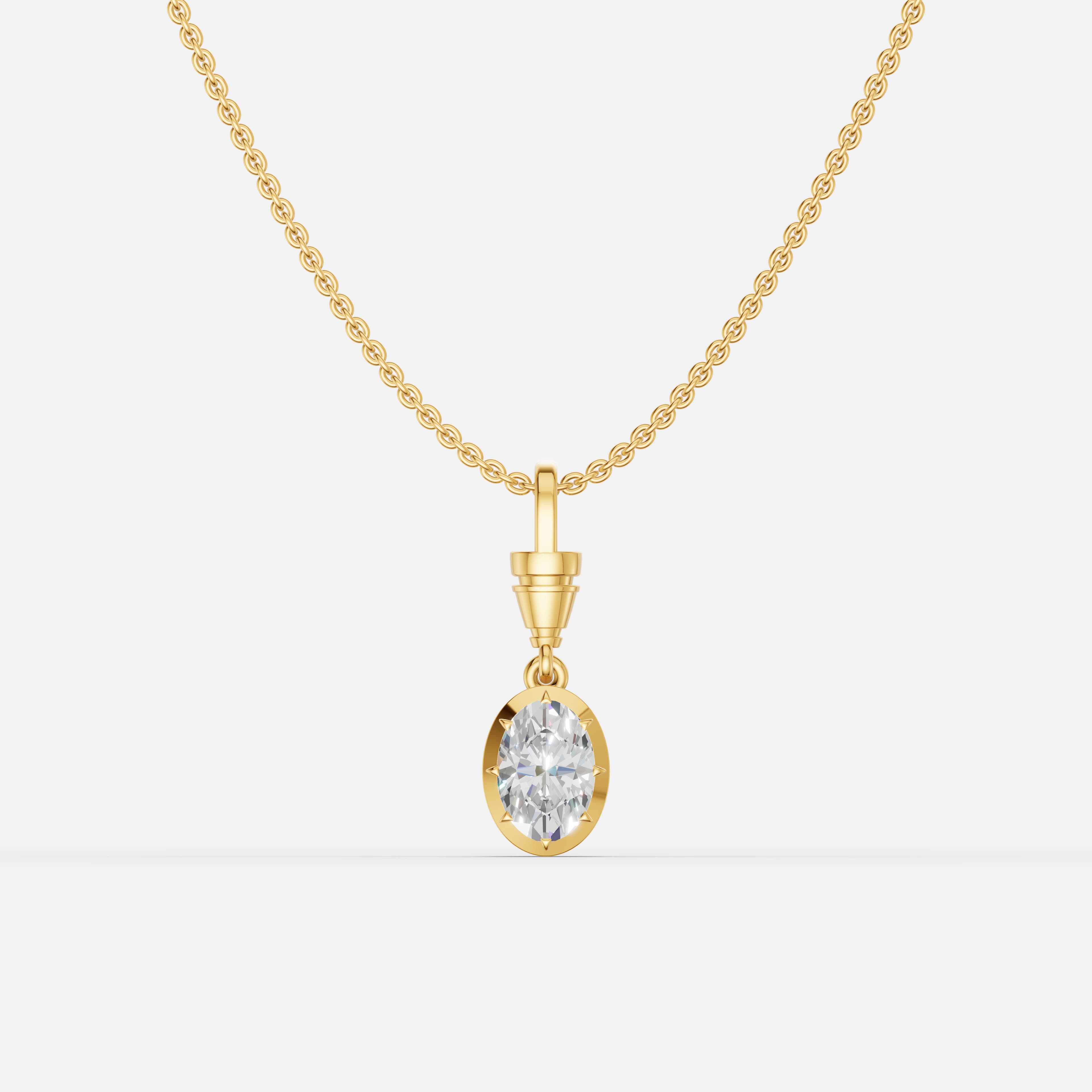 Classic Oval Diamond Pendant - 1