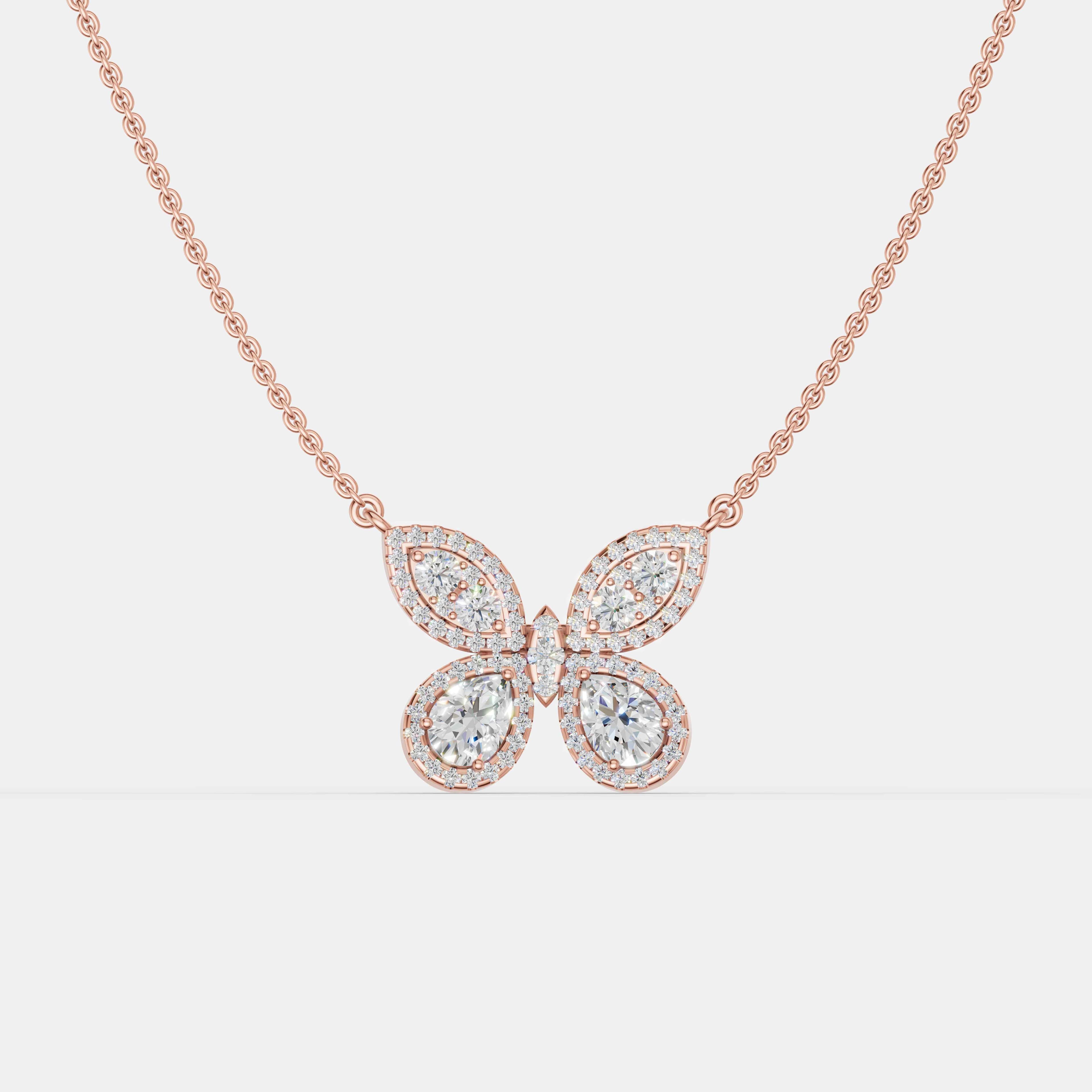 Fluttering Diamond Butterfly Pendant - 1