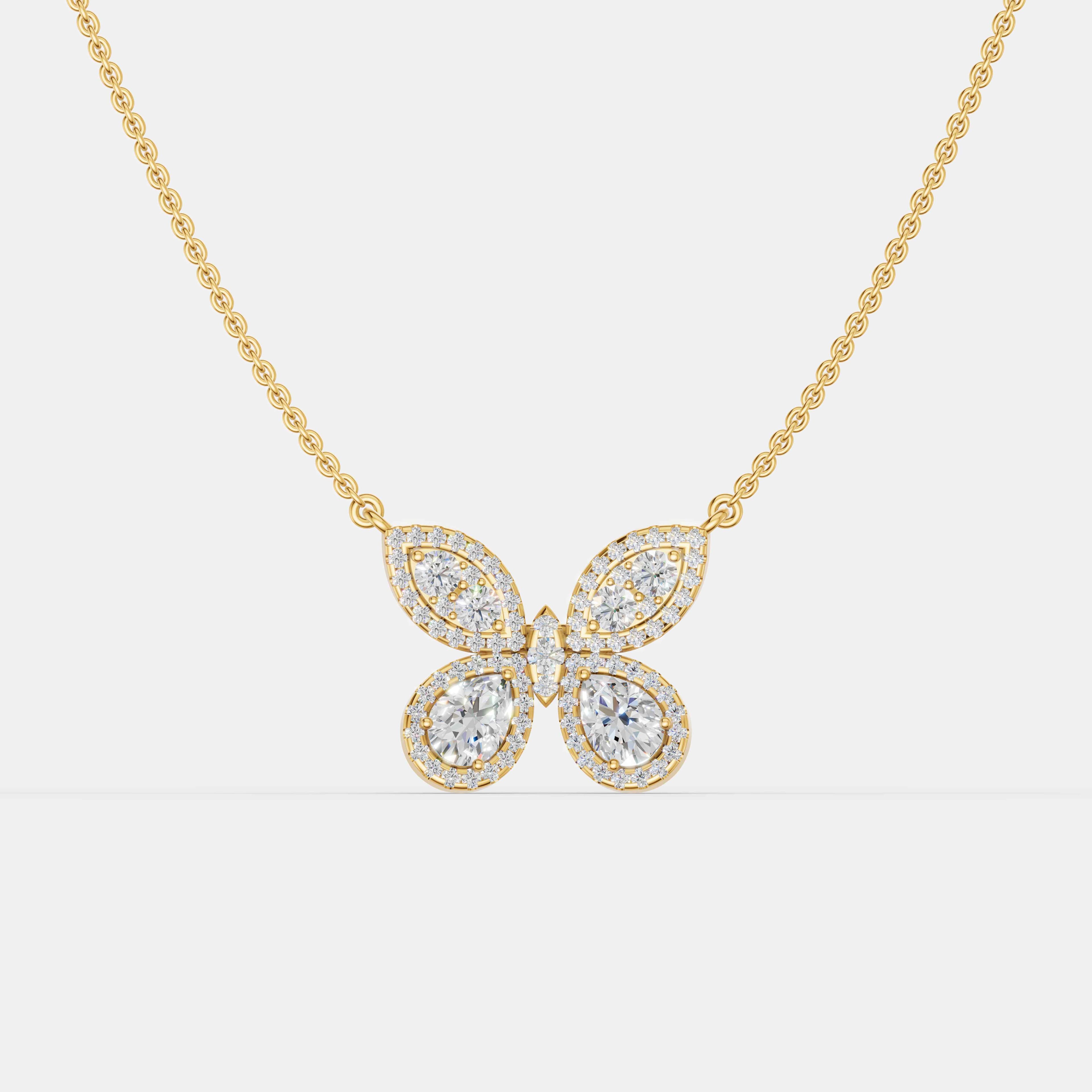 Fluttering Diamond Butterfly Pendant