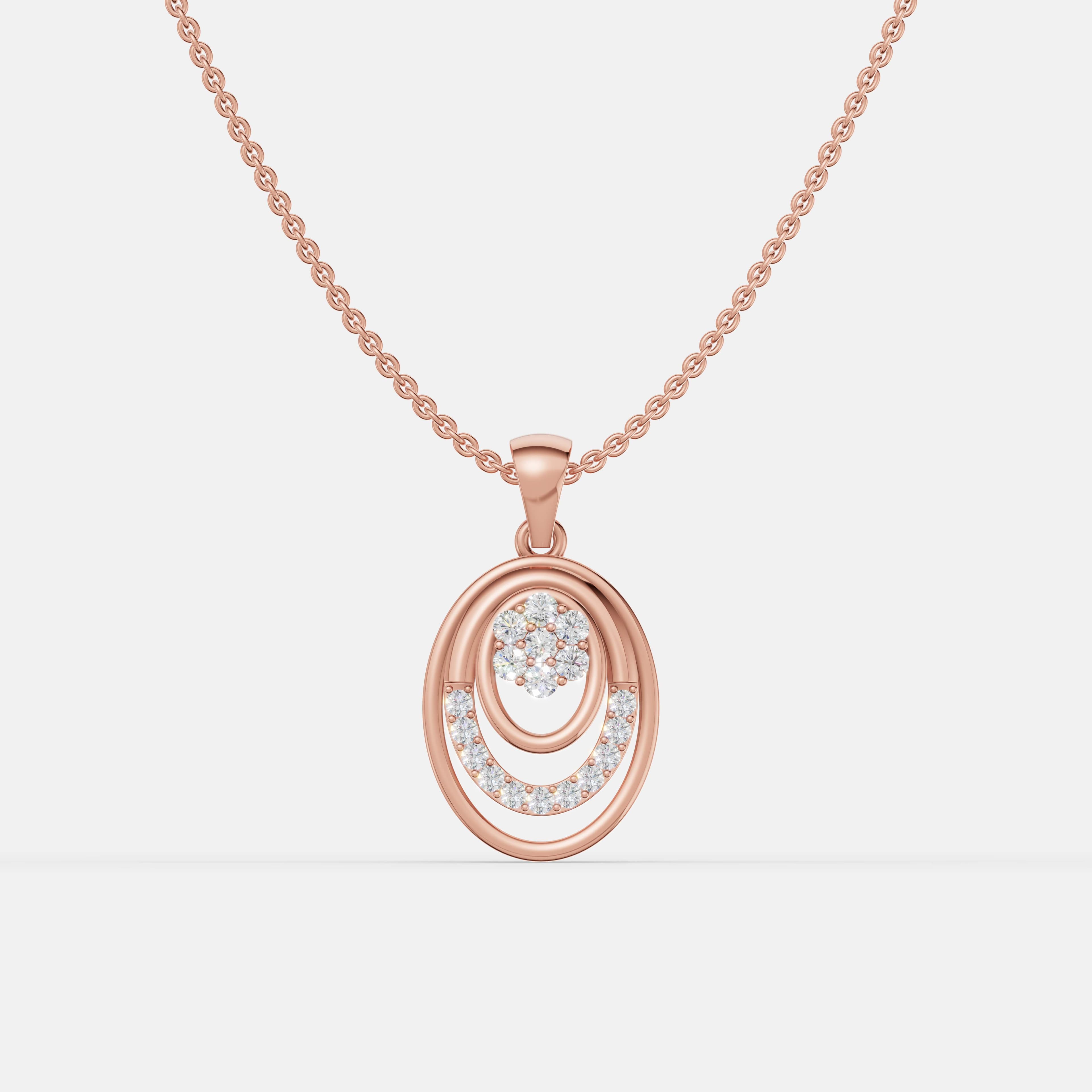 Oval Bloom Diamond Pendant - 1