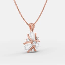 Two-Tone Floral Diamond Pendant - View 2