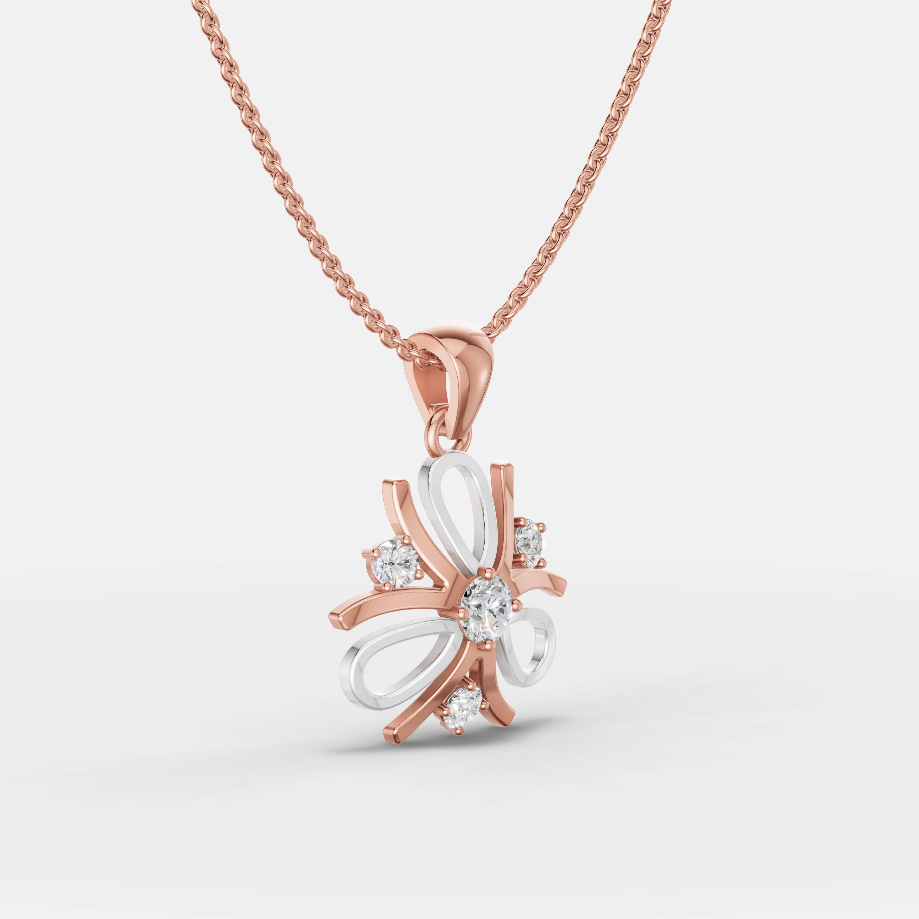 Two-Tone Floral Diamond Pendant - 2