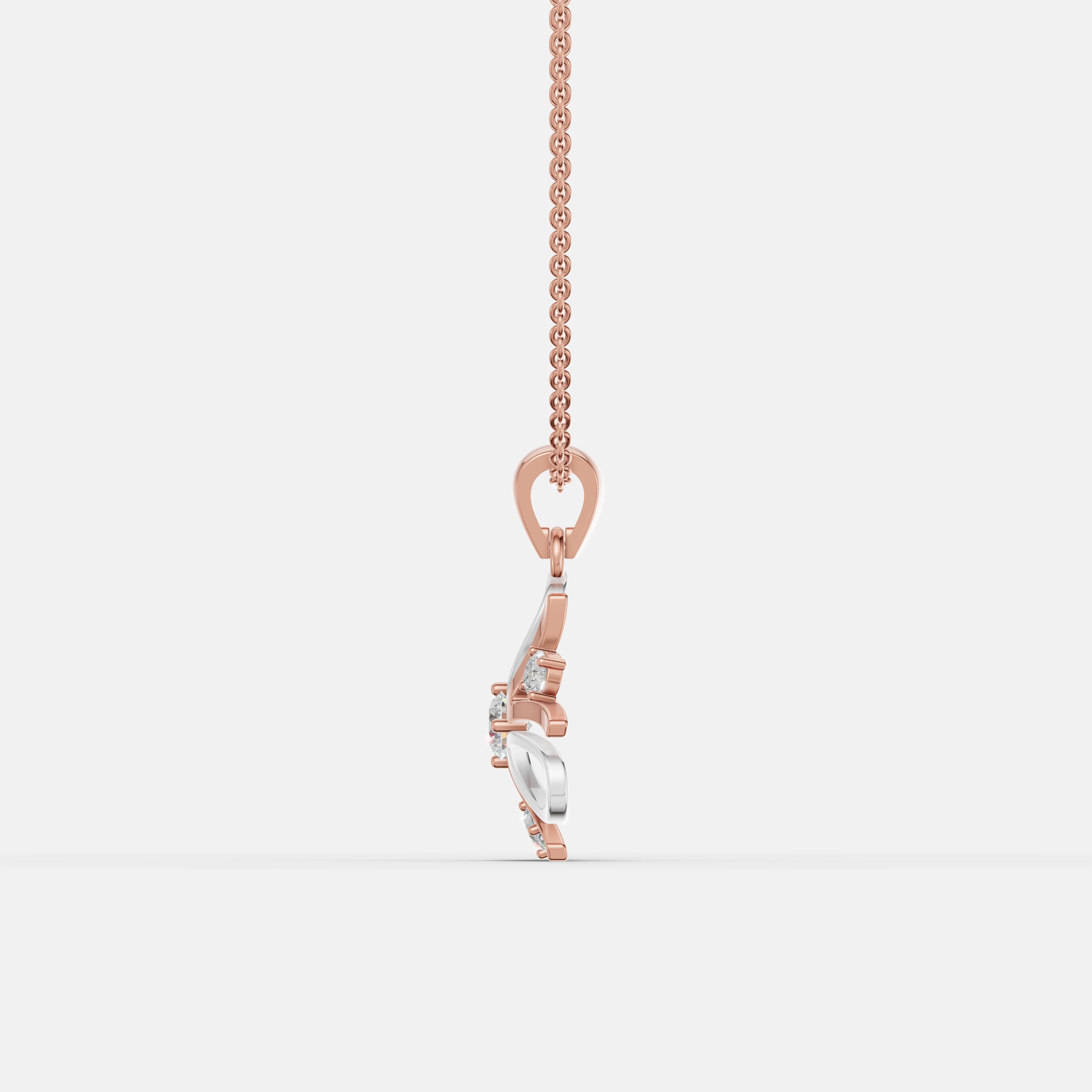 Two-Tone Floral Diamond Pendant - 4