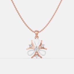 Two-Tone Floral Diamond Pendant - View 1