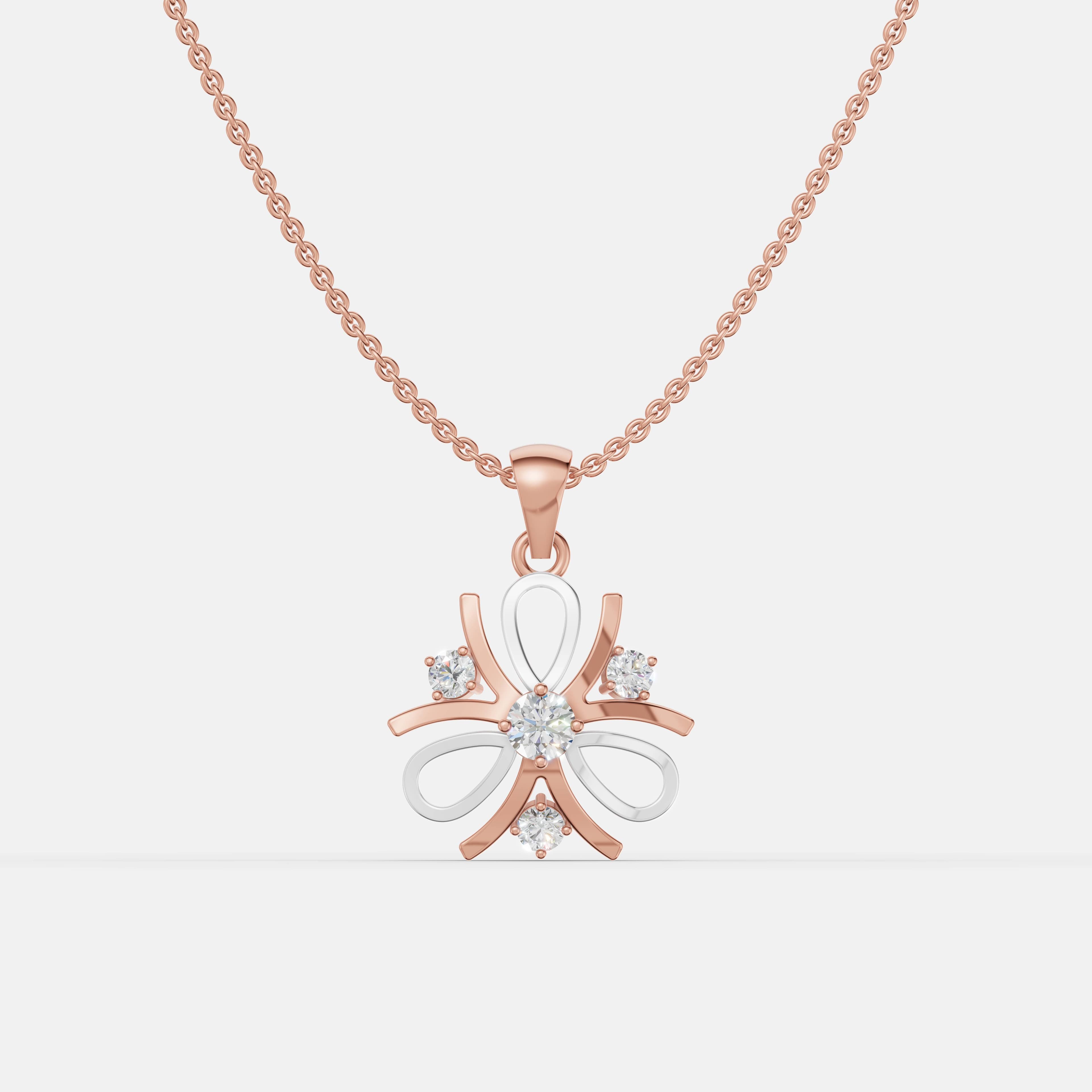 Two-Tone Floral Diamond Pendant