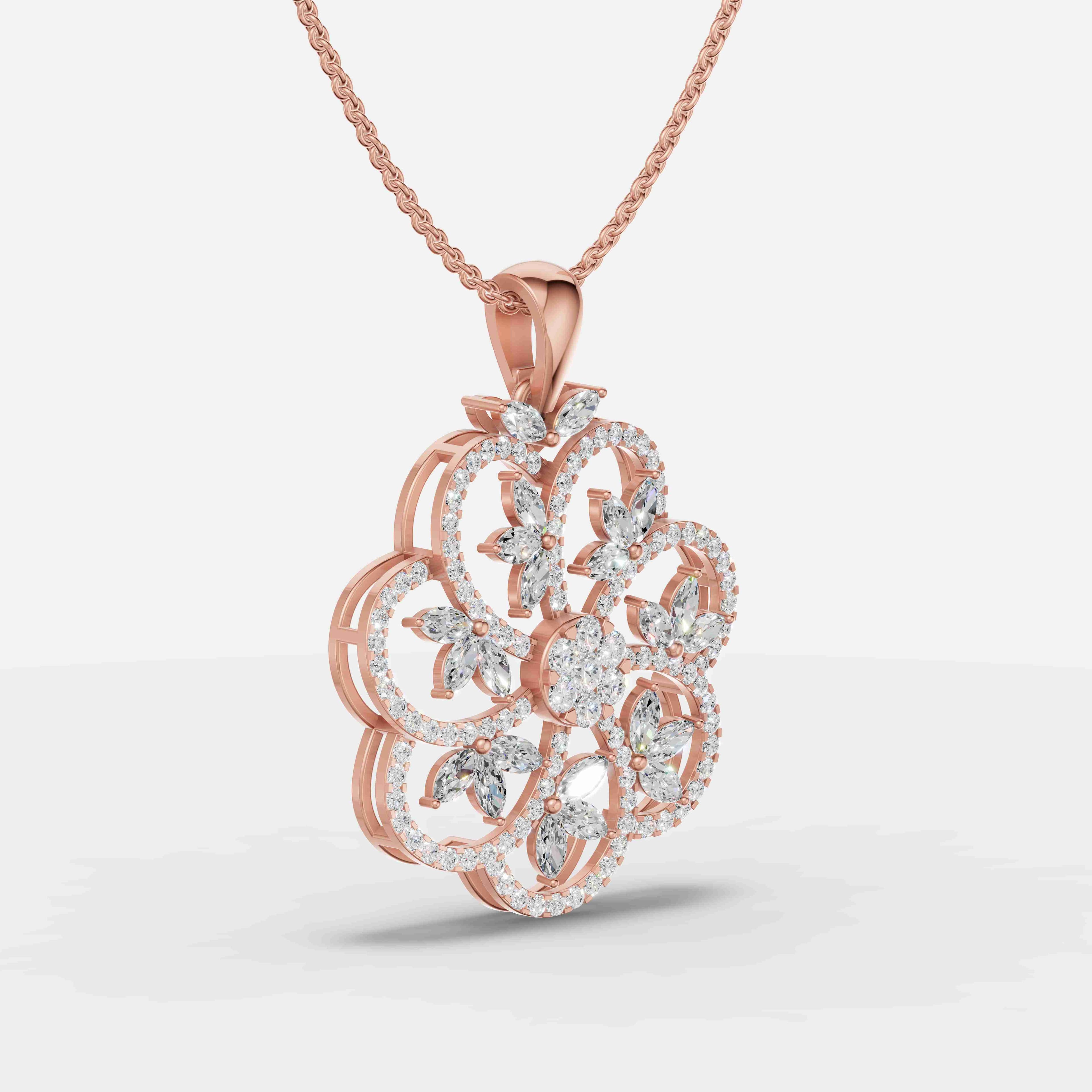 Royal Floral Diamond Pendant - 2