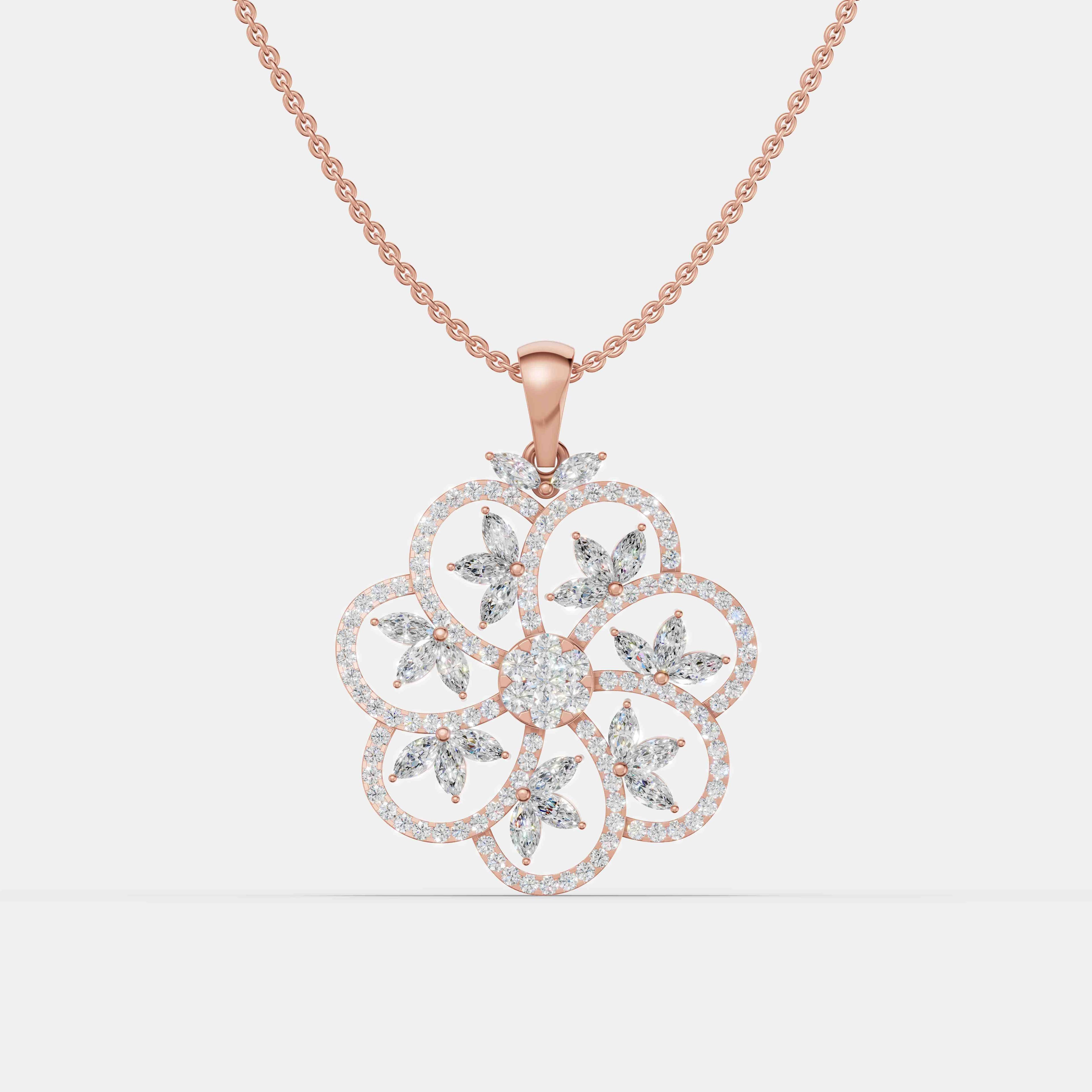 Royal Floral Diamond Pendant - 1