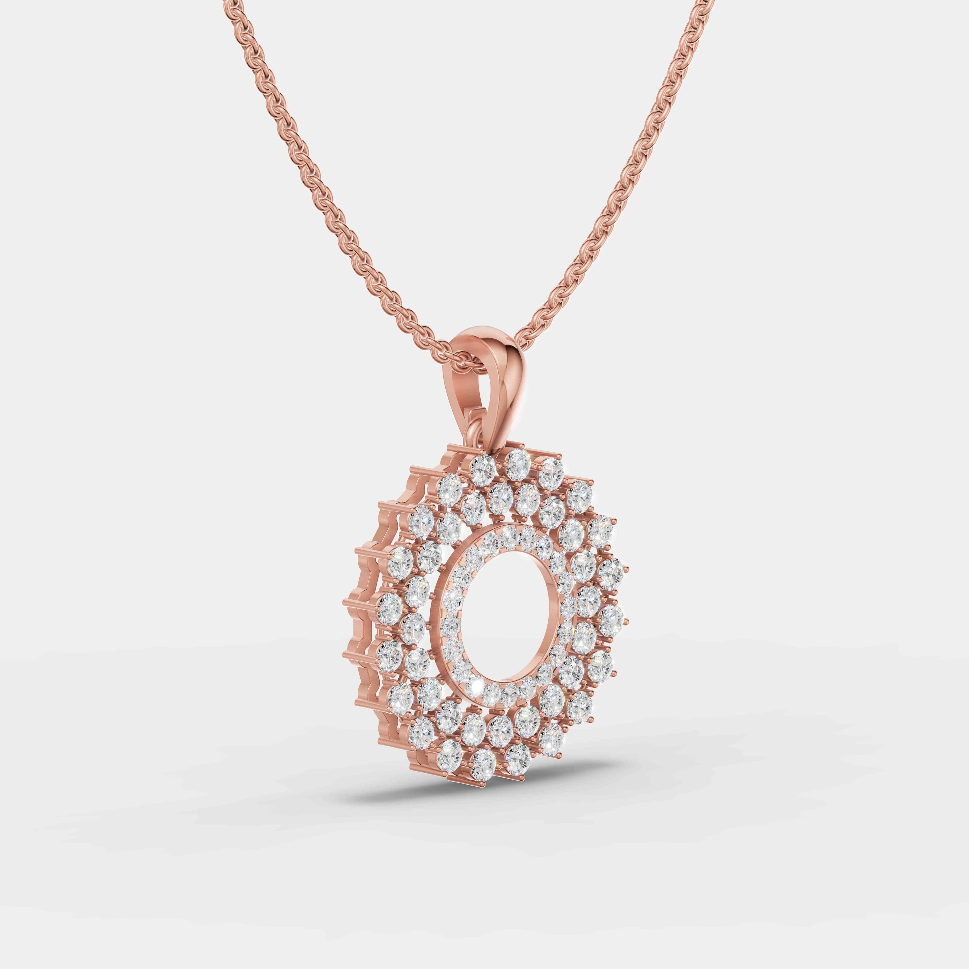 Classic Diamond Halo Gold Pendant - 2