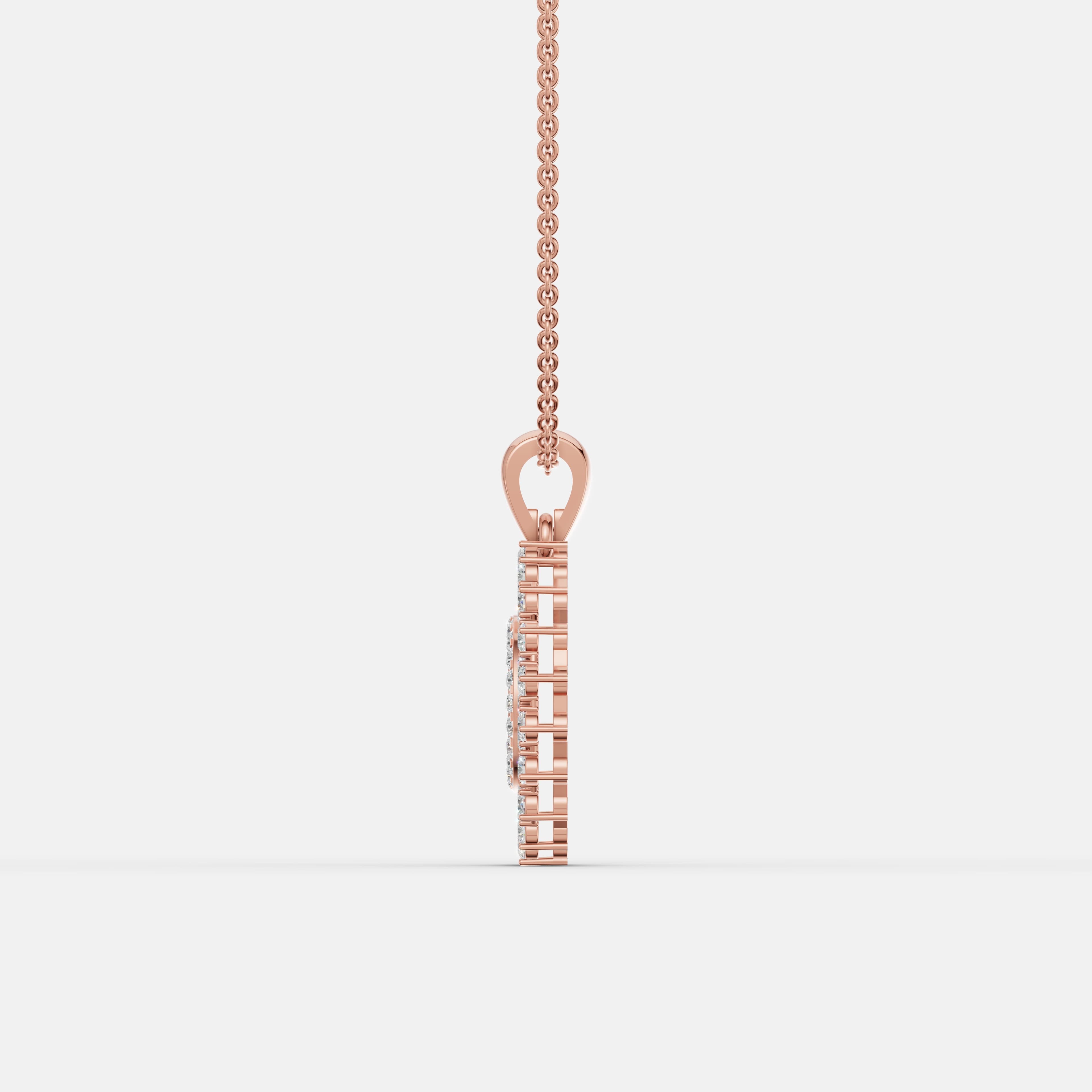 Classic Diamond Halo Gold Pendant - 4