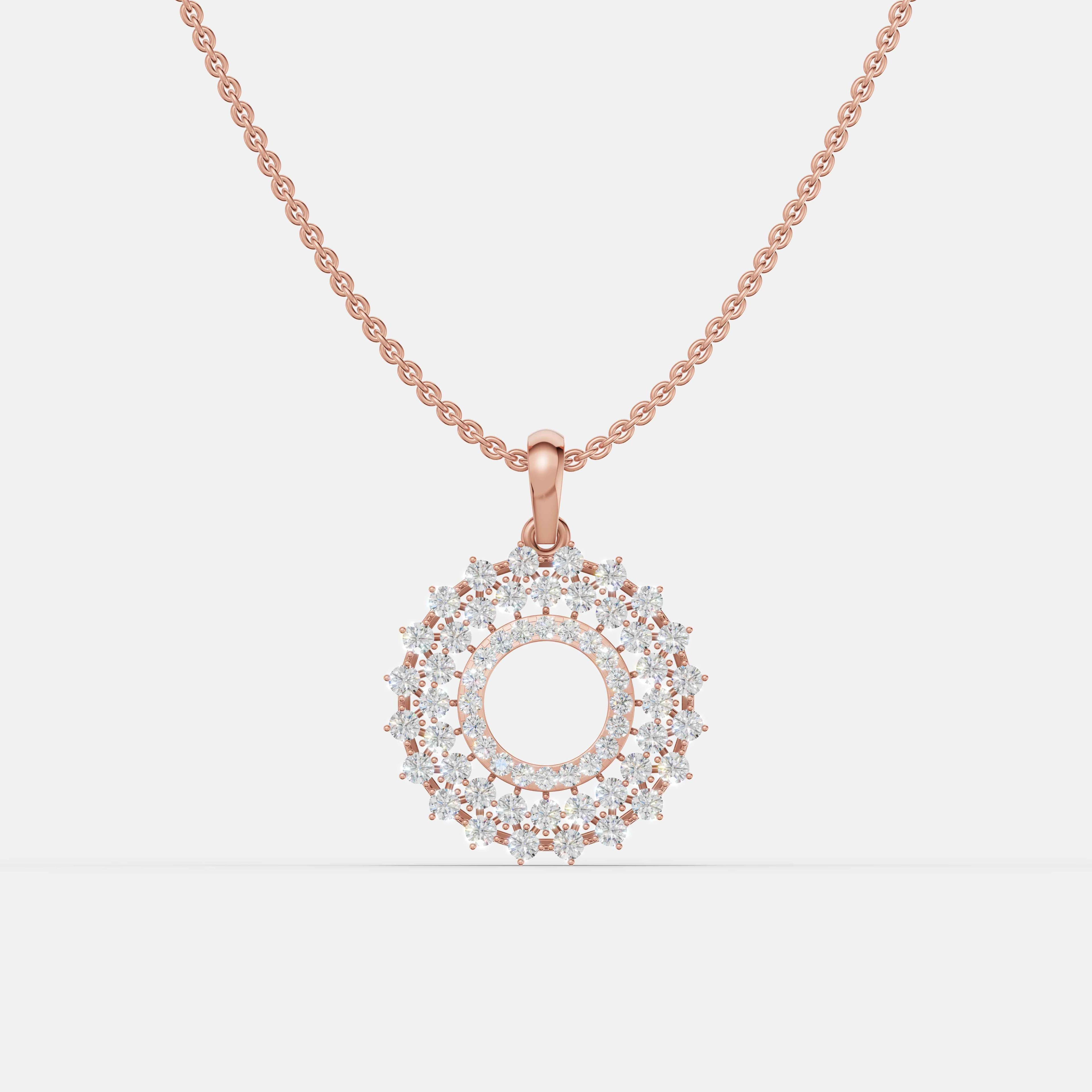 Classic Diamond Halo Gold Pendant - 1