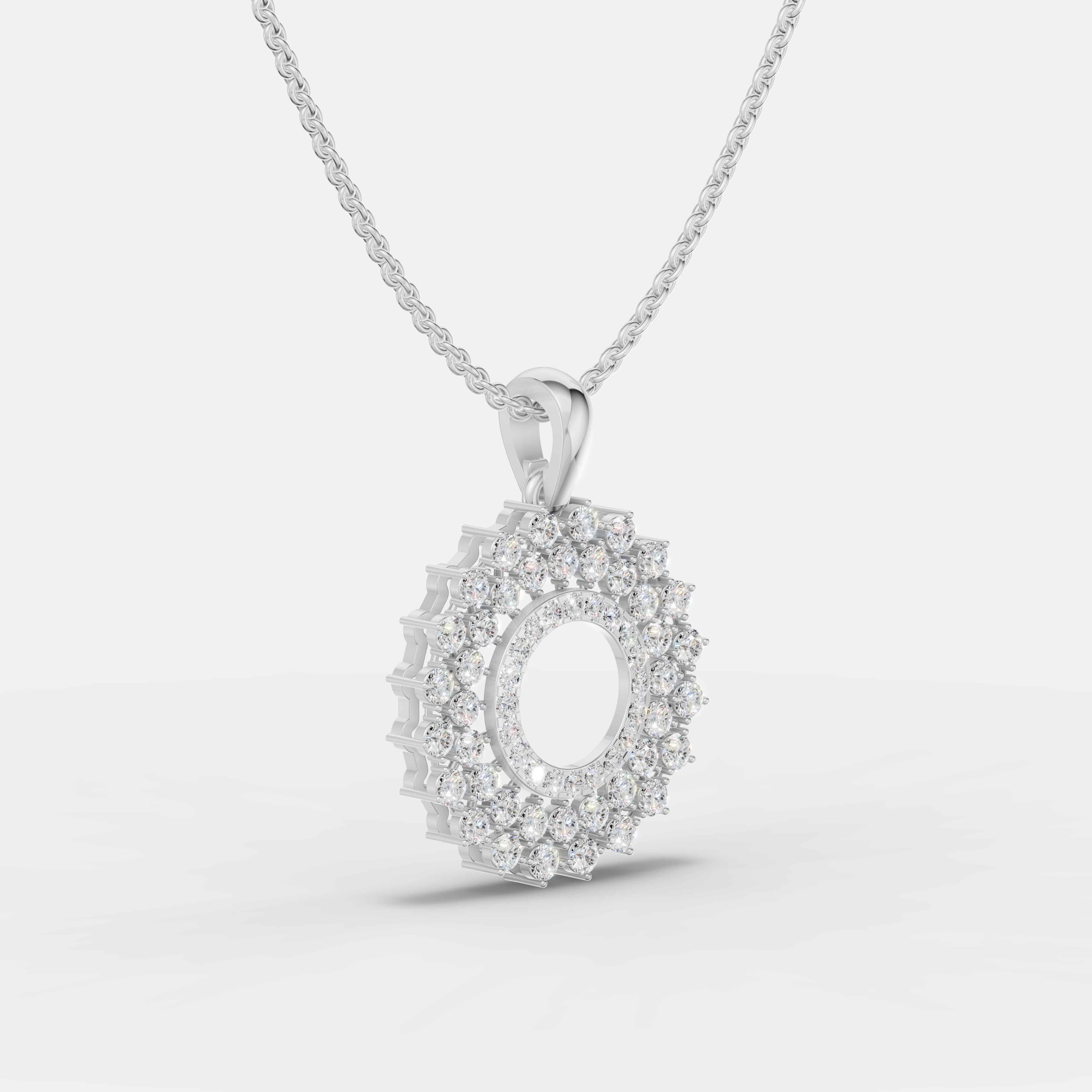 Classic Diamond Halo Gold Pendant - 2