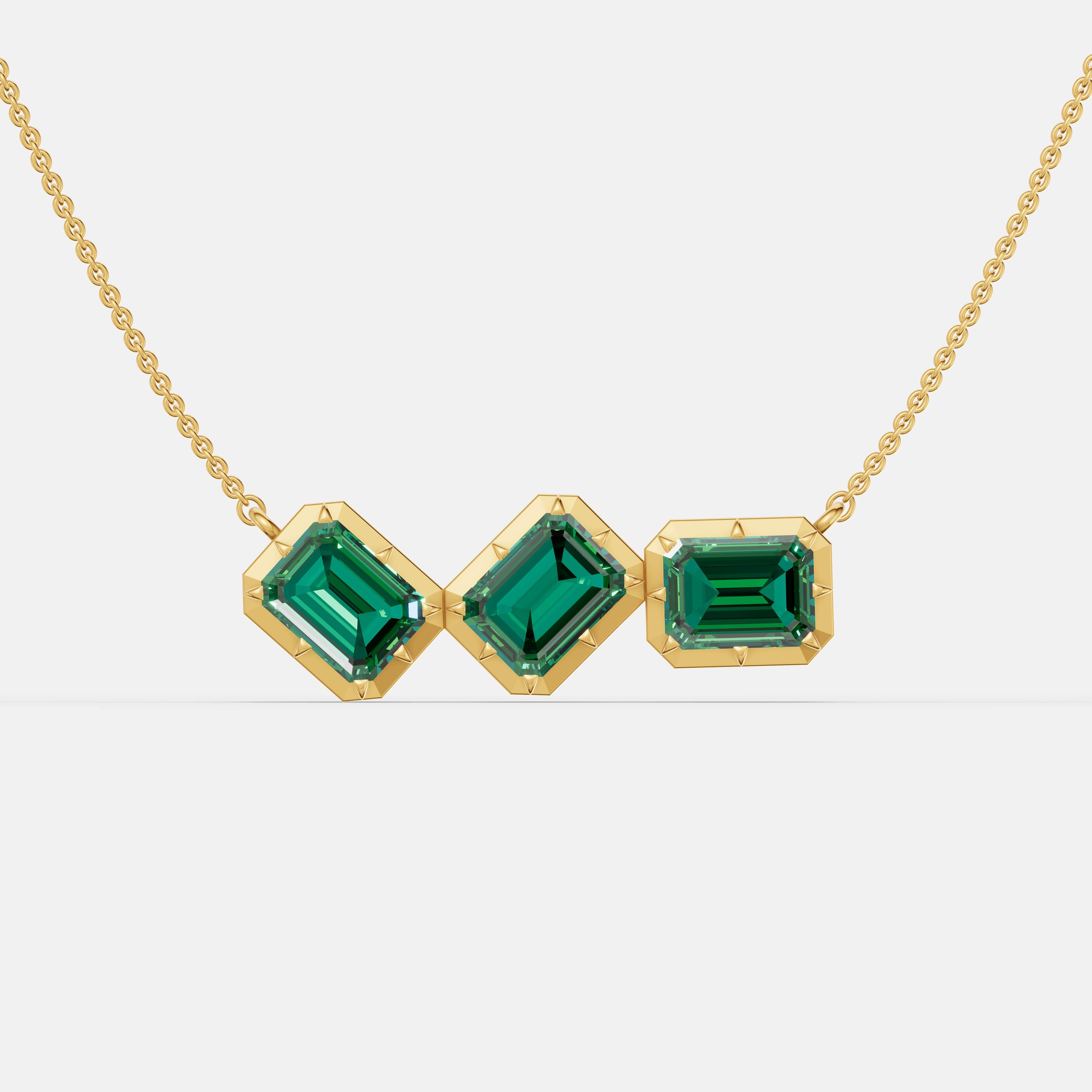 Trinity Emerald Pendant - 4