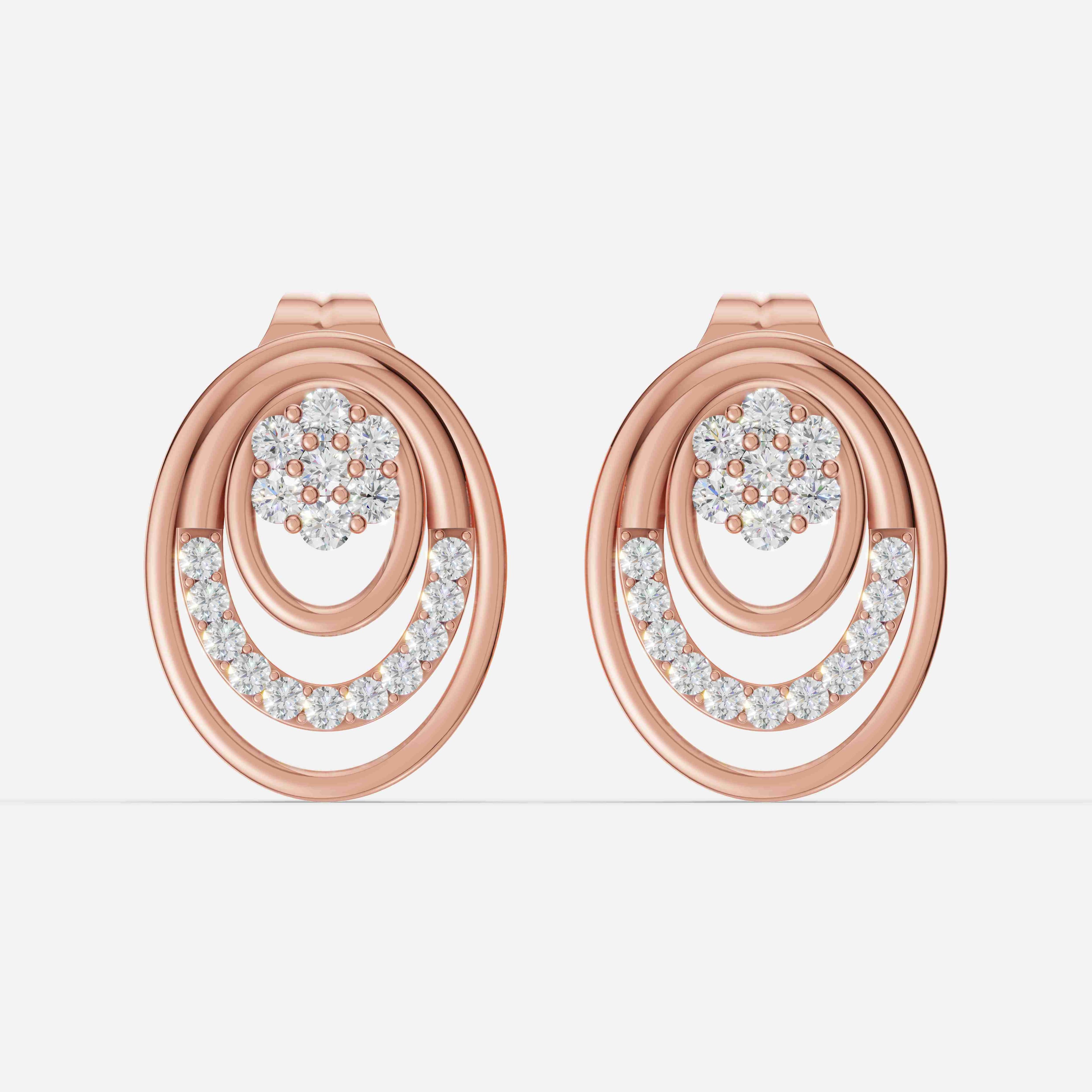 Oval Bloom Diamond Studs - 1