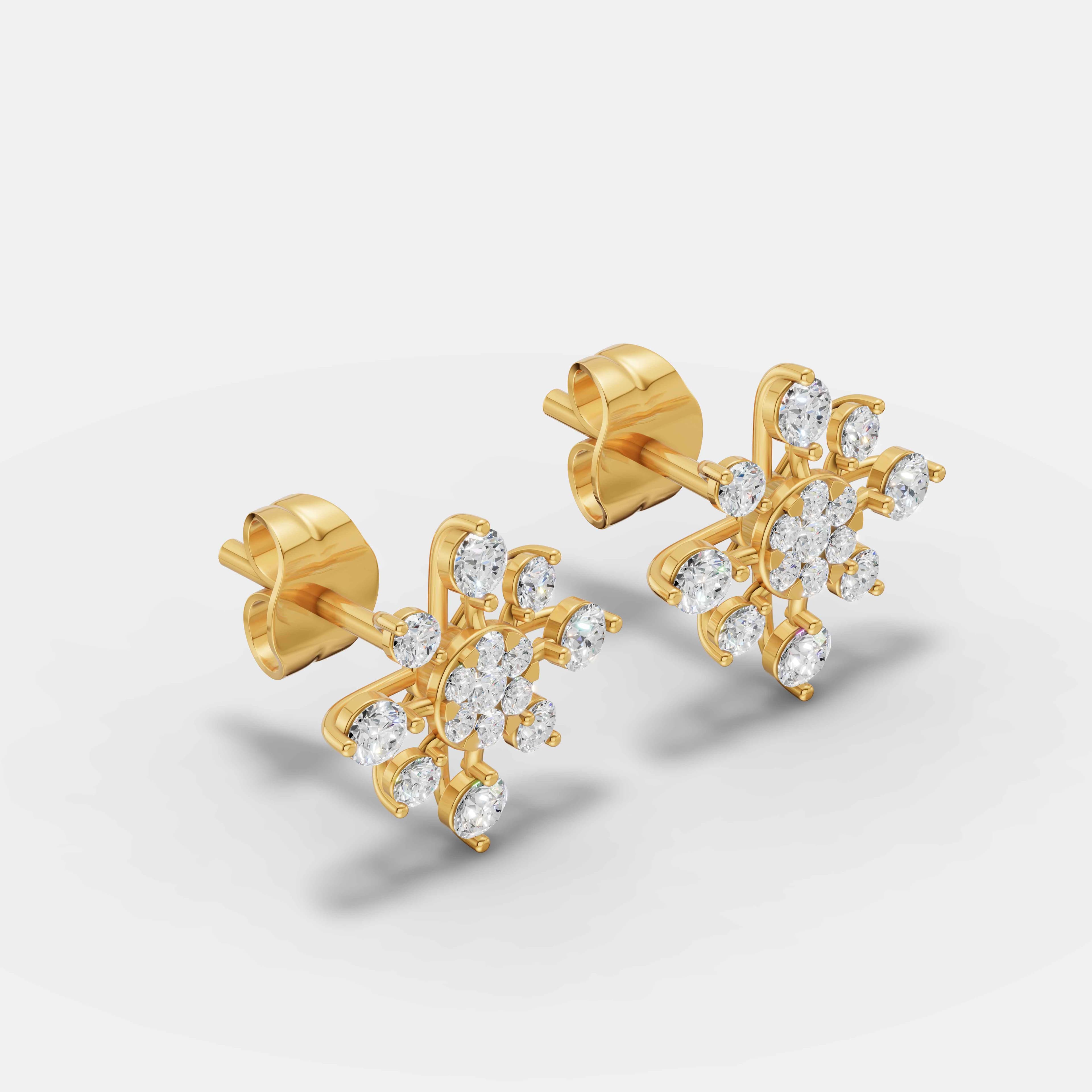 Snowflake Diamond Studs - 2