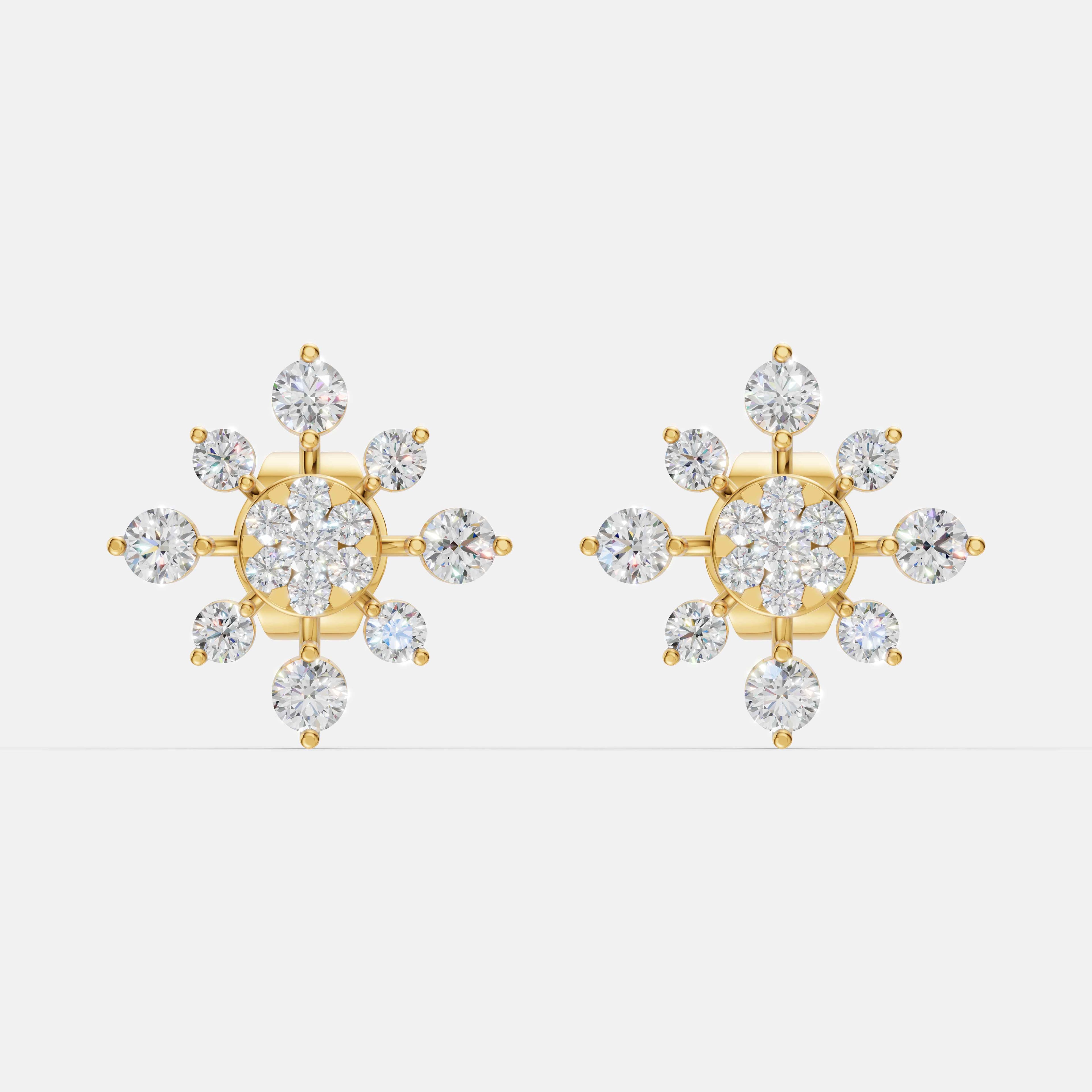 Snowflake Diamond Studs - 1